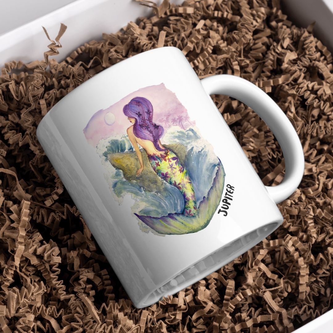 Jupiter Mermaid ceramic coffee mug - Jupiter beach souvenir