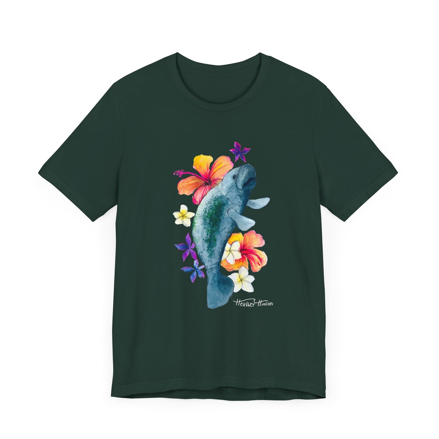 Manatee Watercolor Floral Tee