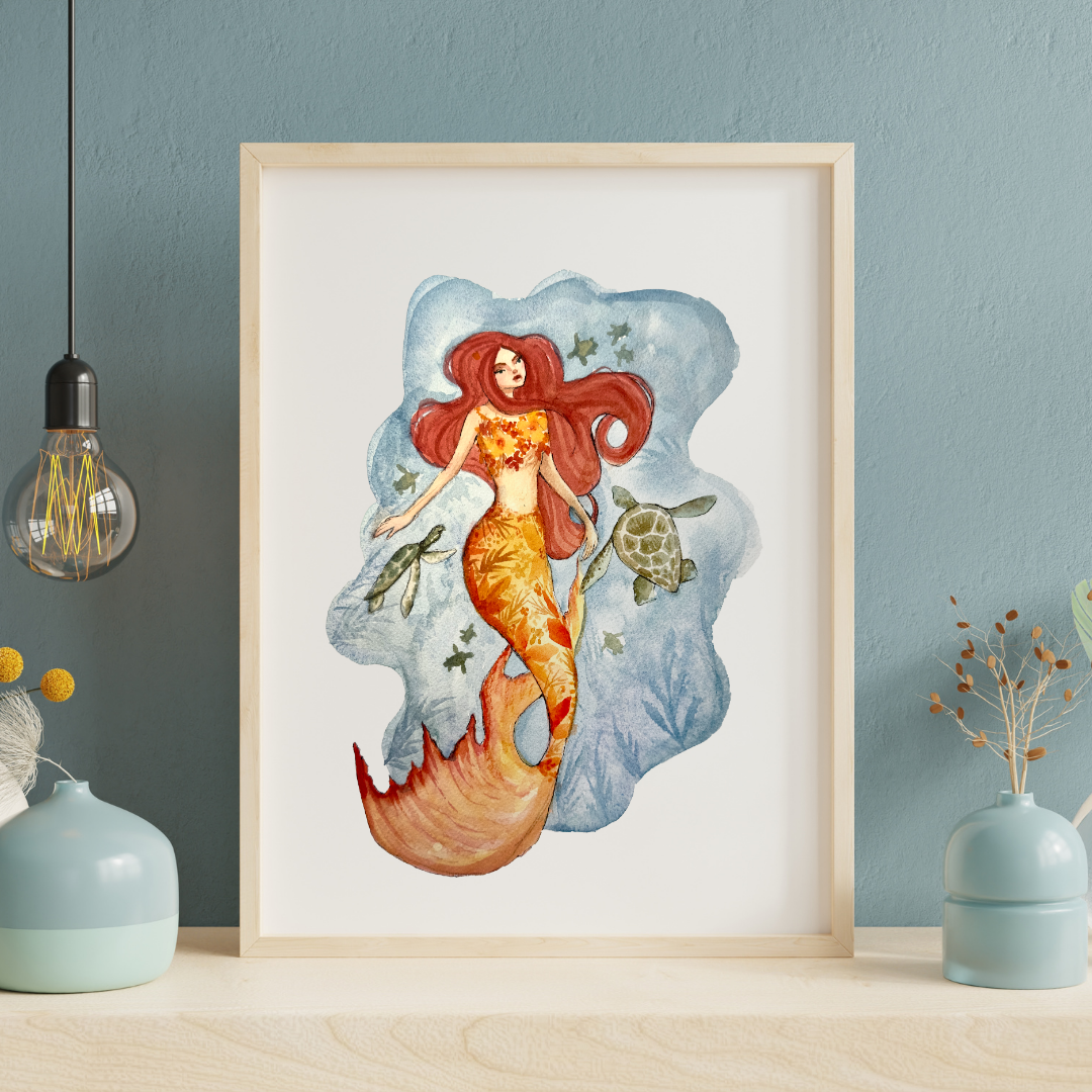 Framed Print - Melbourne Beach- Florida Mermaid Series - Caretta