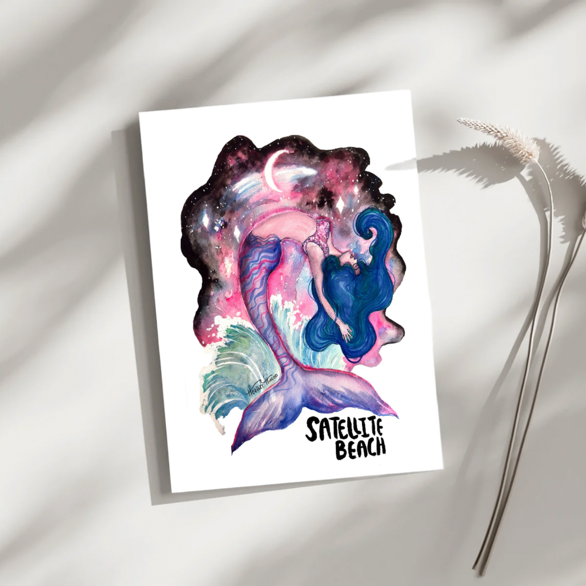 Satellite Beach Mermaid Art Print - 8x10 Florida Coastal Wall Art