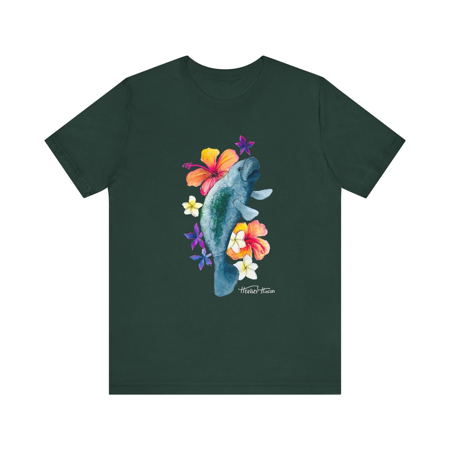 Manatee Watercolor Floral Tee