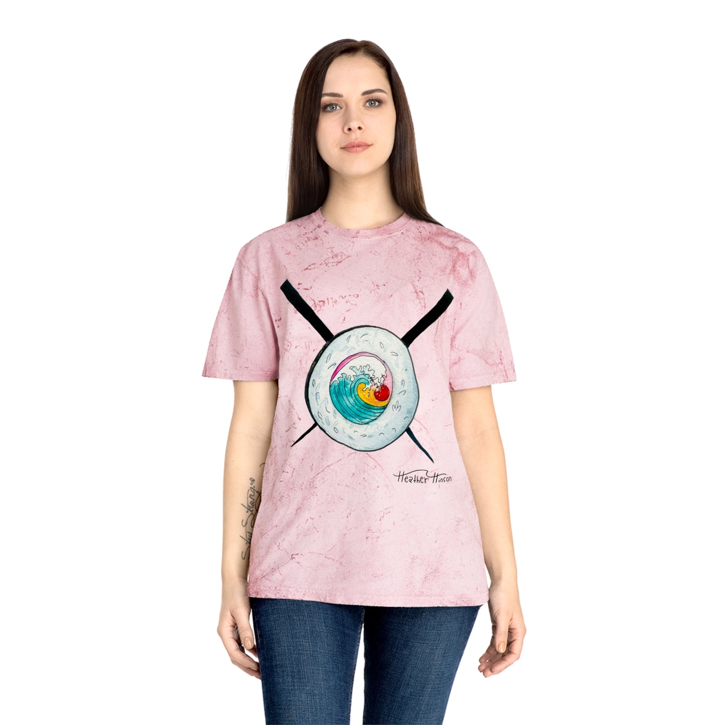 Colorful Sushi Wave Unisex T-Shirt, Beach Wear, Casual Summer Tee, Perfect Gift for Surf Lovers, Anime-inspired Apparel