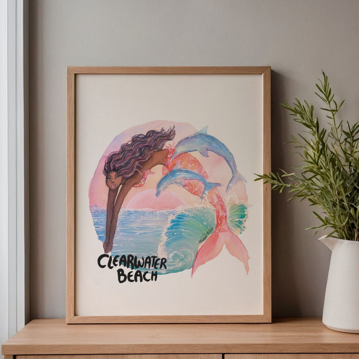 Clearwater Beach Mermaid Art Print - 8x10 Florida Coastal Wall Art
