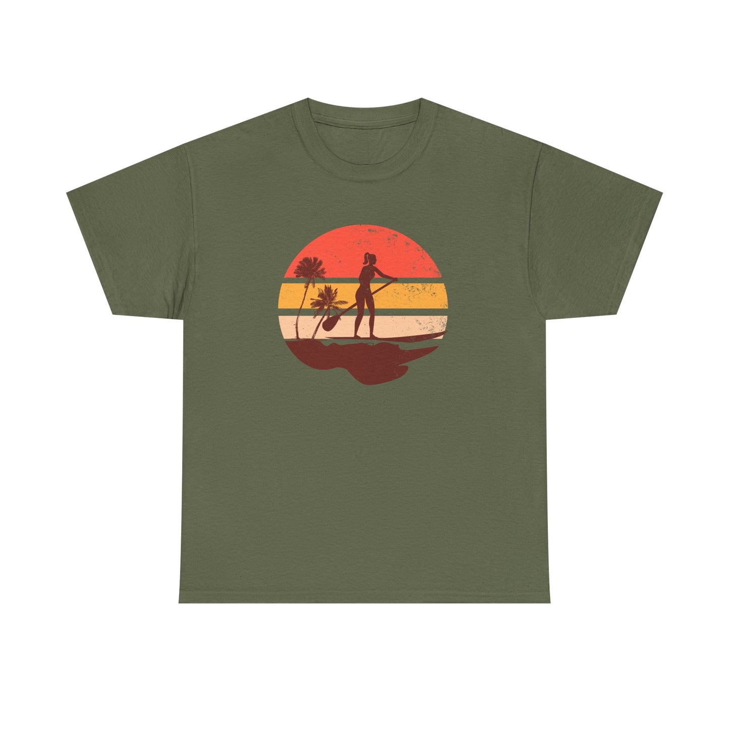 Sunset Palm Tree Paddle Board Tee