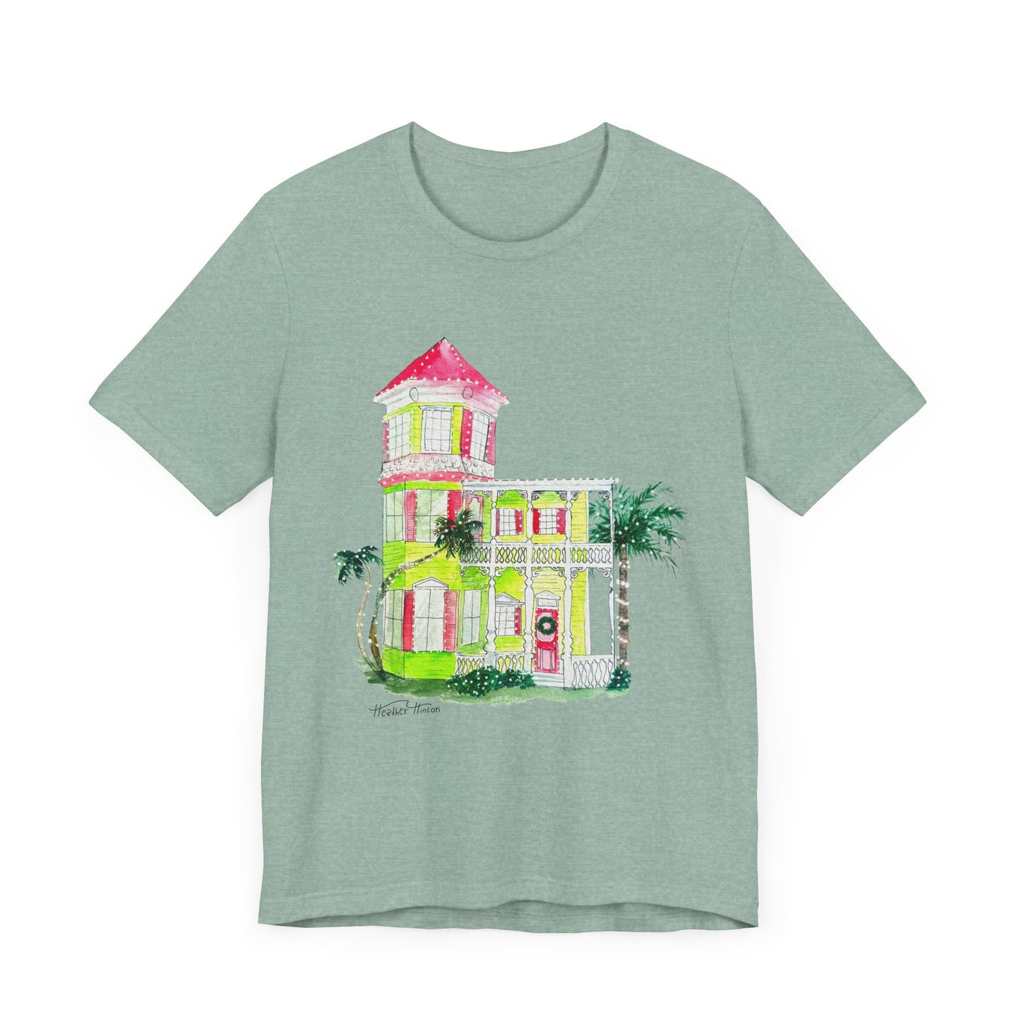 T-Shirt Key West Christmas Festive Holidays Coastal House Florida Palm Trees