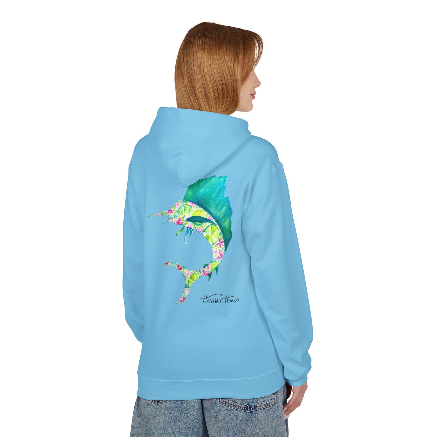 Colorful Marlin Hoodie, Fishing Apparel, Gift for Anglers, Sailfish, Floral, Summer Vibes, Beachwear, Unisex Hoodie, Graphic Sweatshirt