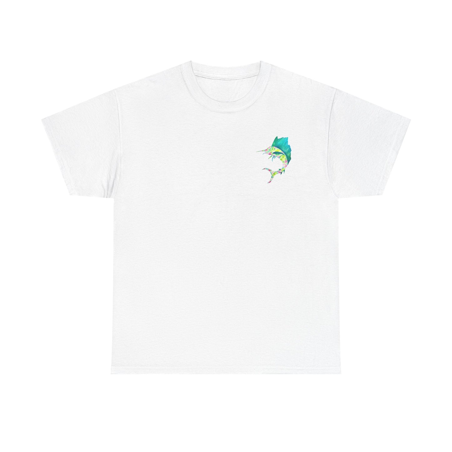 Tropical Sailfish Unisex Tee - Ocean and Floral Design