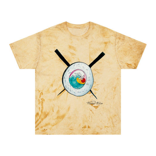 Colorful Sushi Wave Unisex T-Shirt, Beach Wear, Casual Summer Tee, Perfect Gift for Surf Lovers, Anime-inspired Apparel
