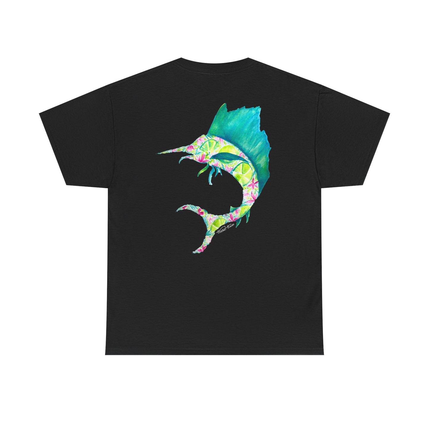Tropical Sailfish Unisex Tee - Ocean and Floral Design