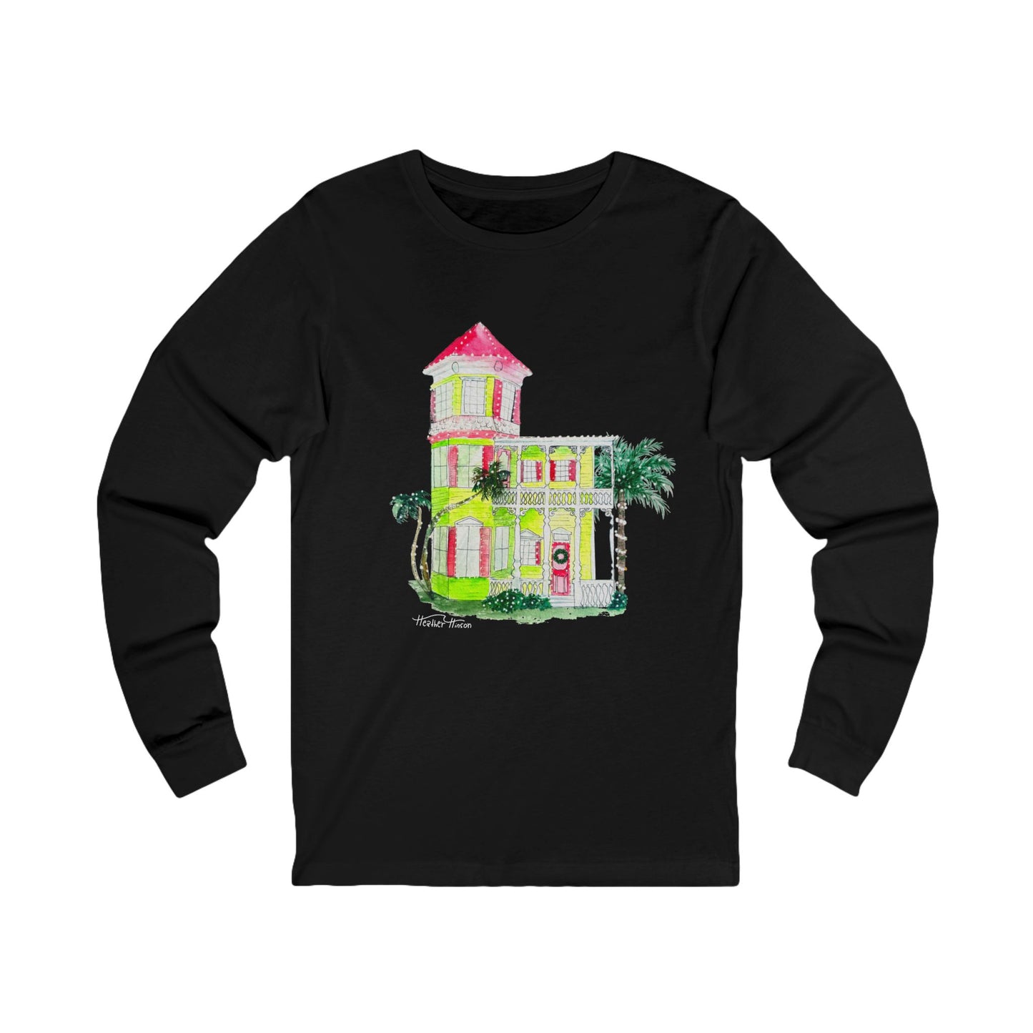 Christmas in the Keys watercolor long sleeve shirt for the holidays