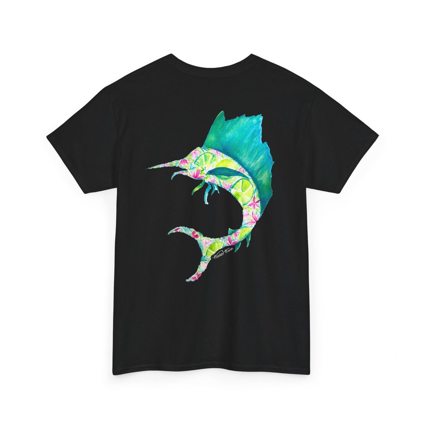 Tropical Sailfish Unisex Tee - Ocean and Floral Design