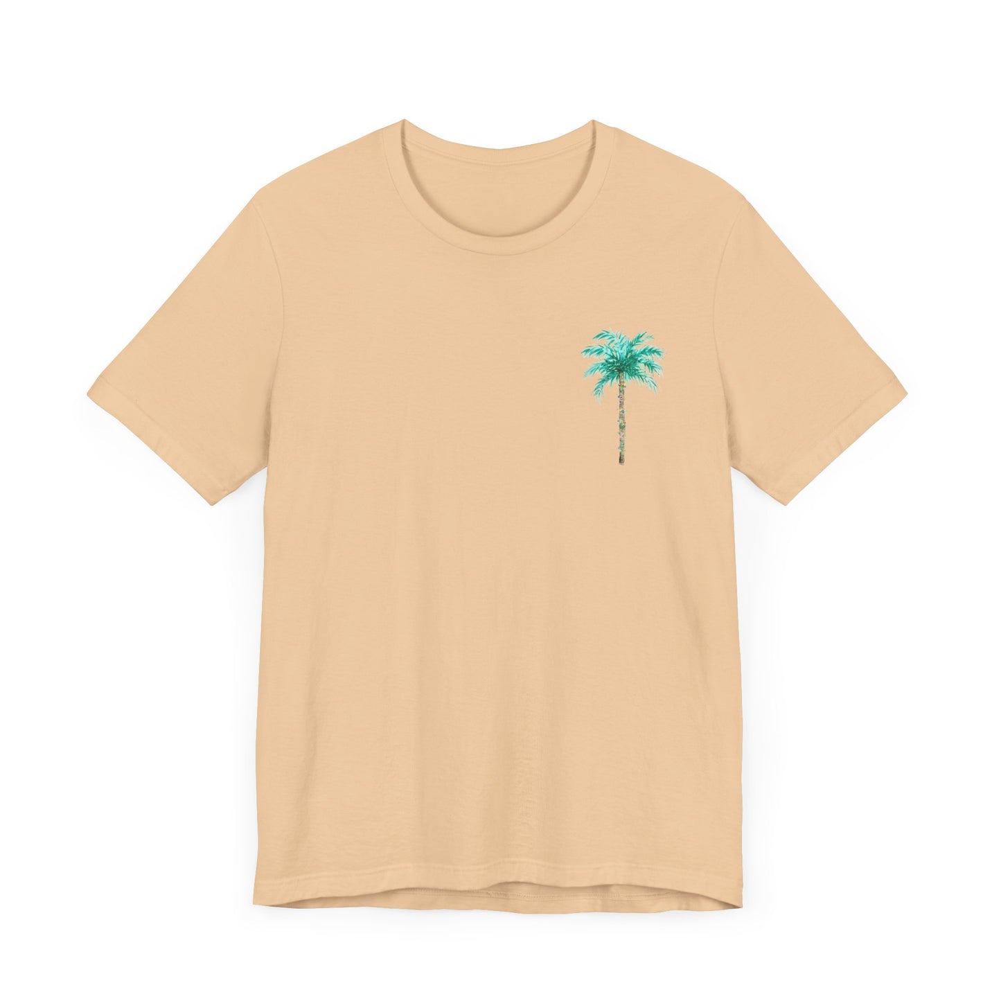 T-Shirt - Palm Tree Christmas Lights Coastal Beach Florida Tropical  watercolor hand drawn Vacation Holiday Festive Tee