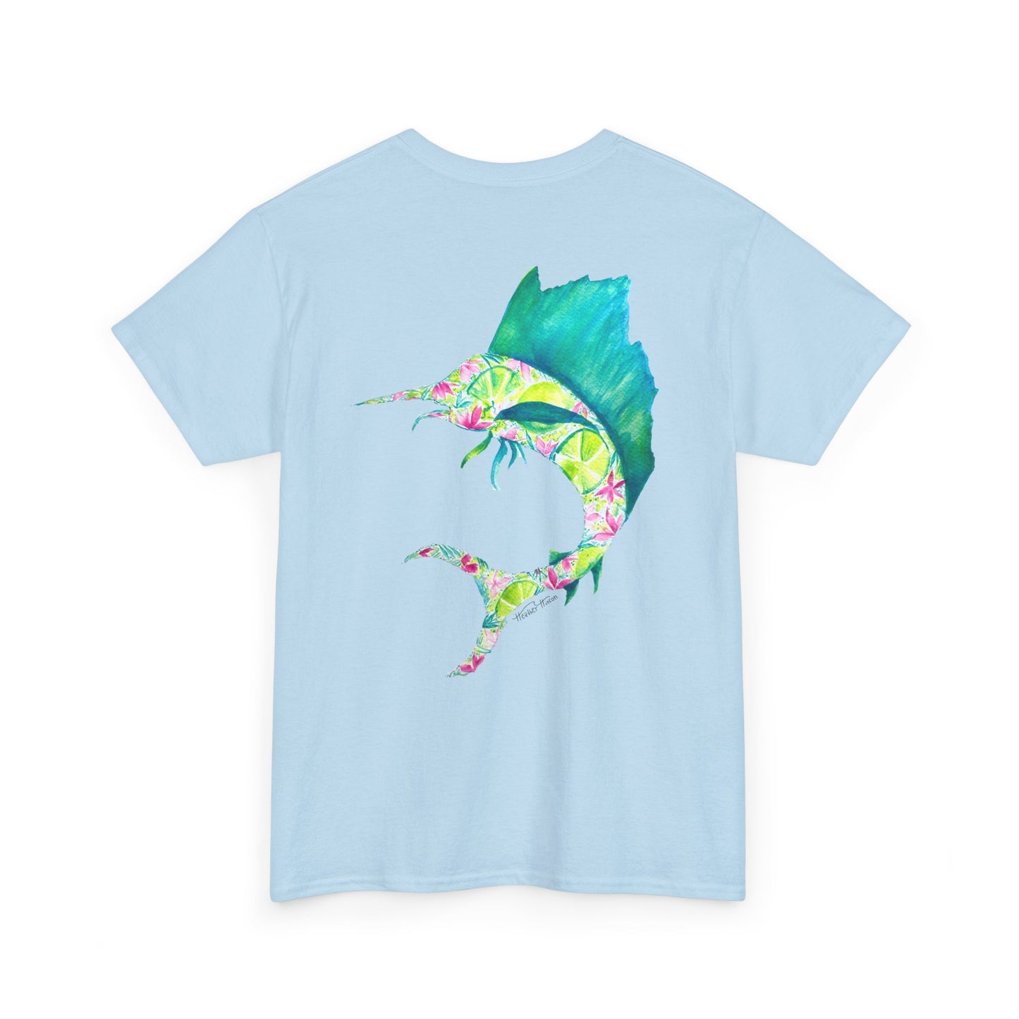 Tropical Sailfish Unisex Tee - Ocean and Floral Design