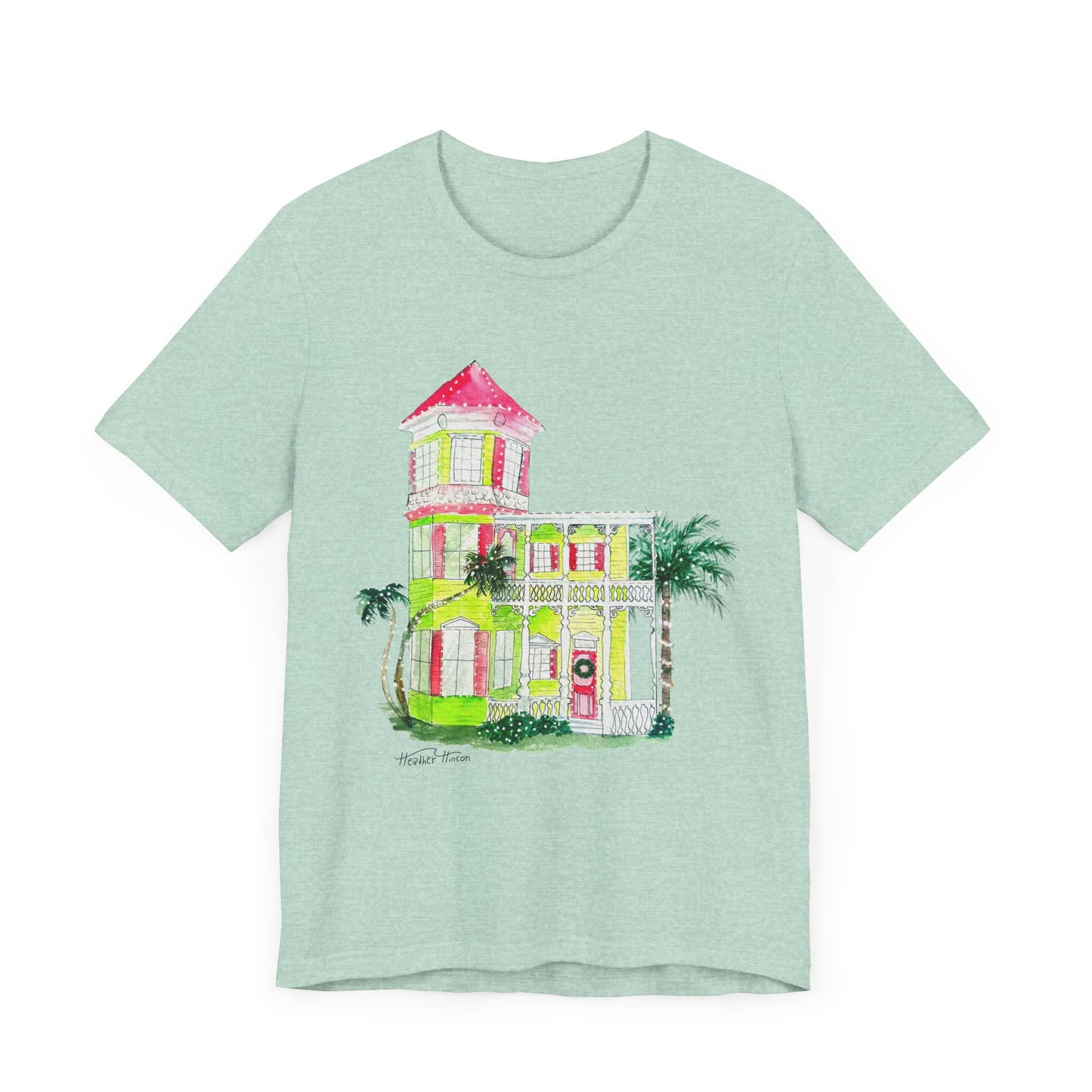 T-Shirt Key West Christmas Festive Holidays Coastal House Florida Palm Trees