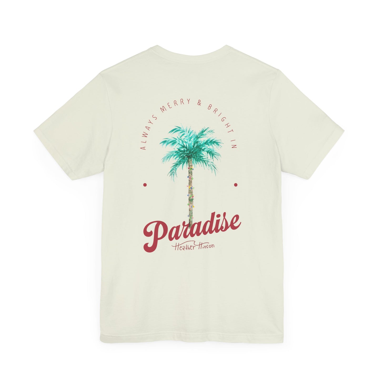 T-Shirt - Palm Tree Christmas Lights Coastal Beach Florida Tropical  watercolor hand drawn Vacation Holiday Festive Tee