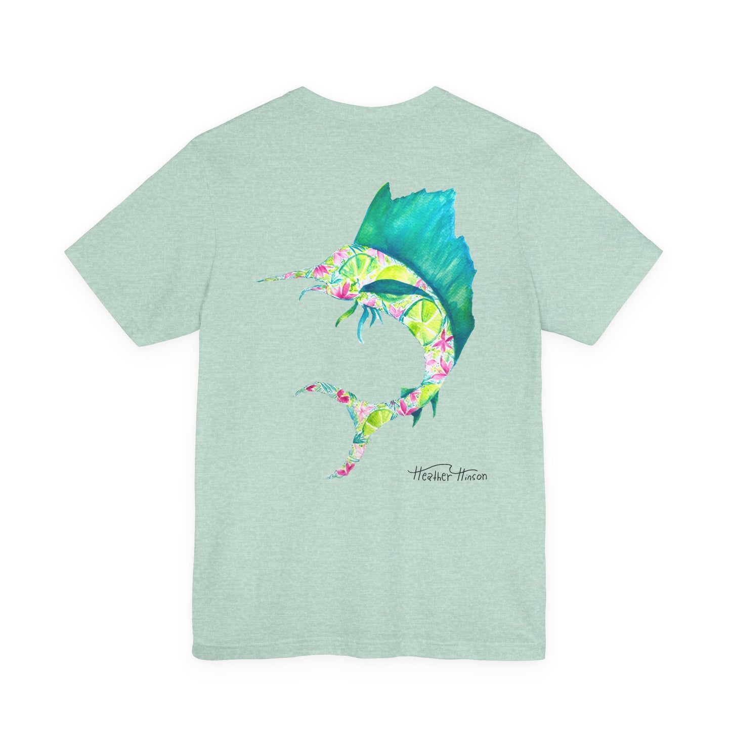 T-Shirt with Vibrant Marlin Design, sailfish, lime, Fishing Lover's Tee, Nautical Themed Shirt, Gift for Anglers, Summer Casual Wear