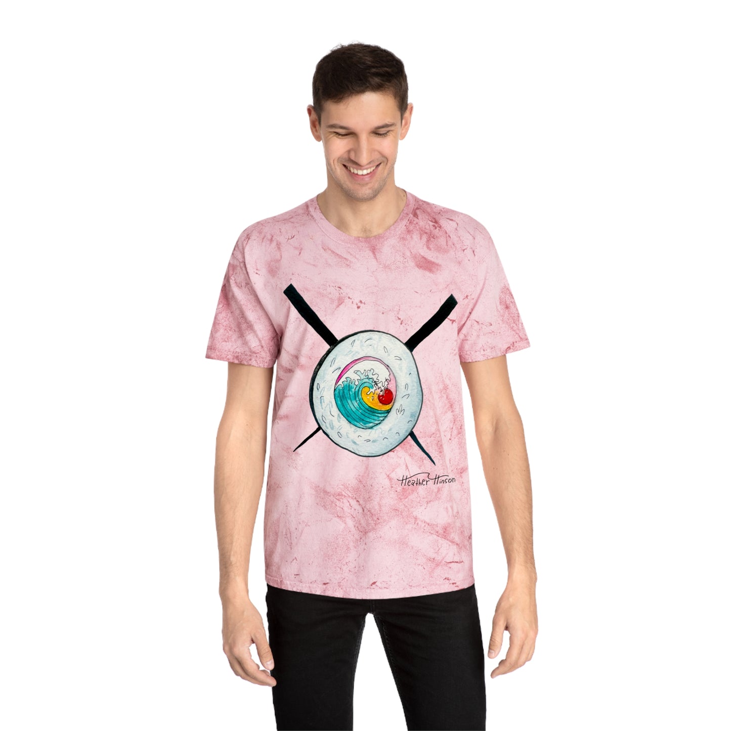 Colorful Sushi Wave Unisex T-Shirt, Beach Wear, Casual Summer Tee, Perfect Gift for Surf Lovers, Anime-inspired Apparel