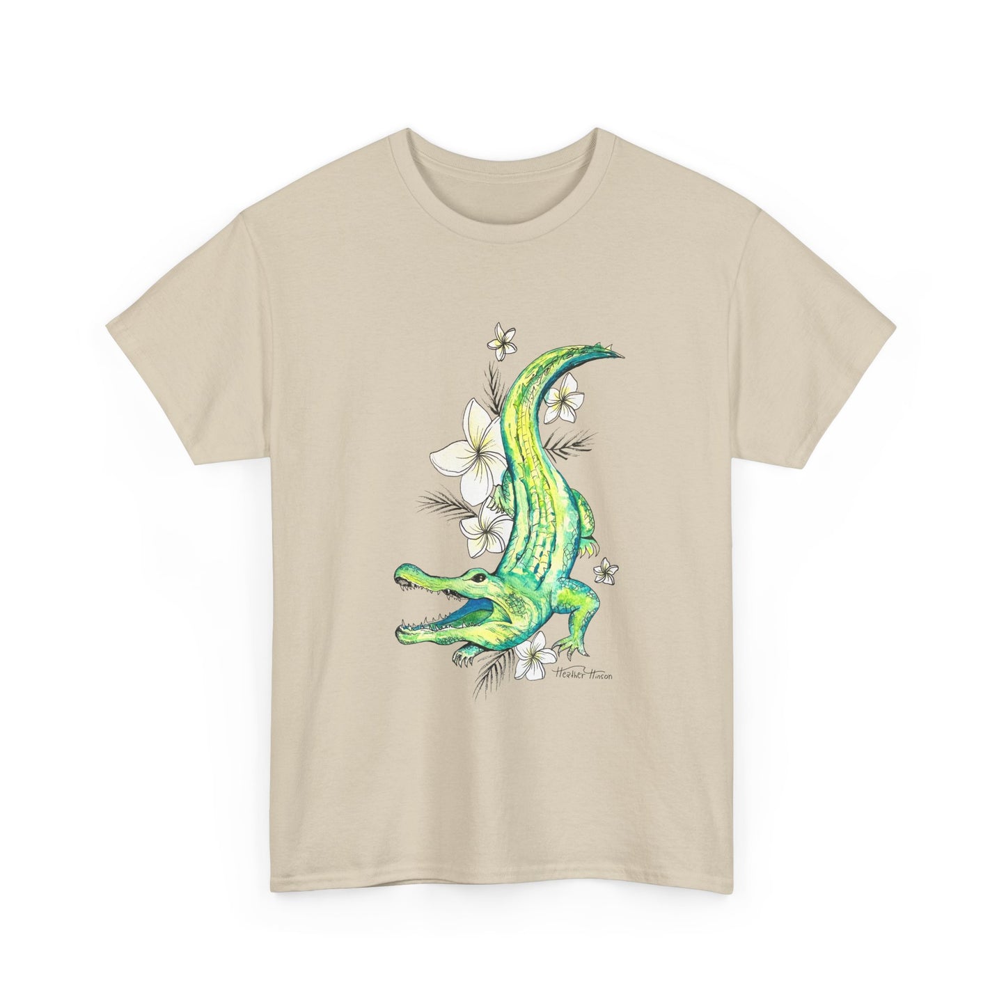 Alligator floral watercolor T shirt