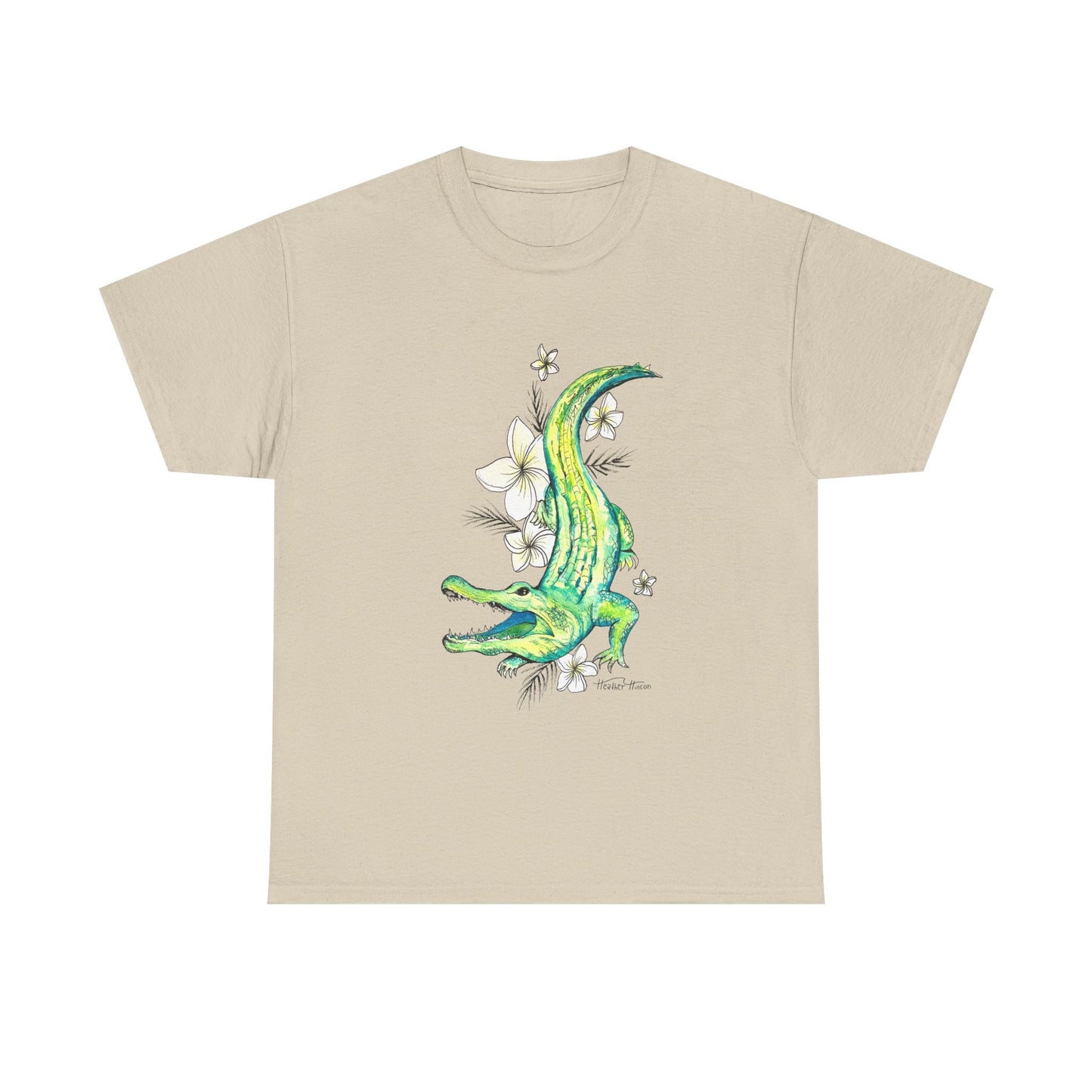 Alligator floral watercolor T shirt