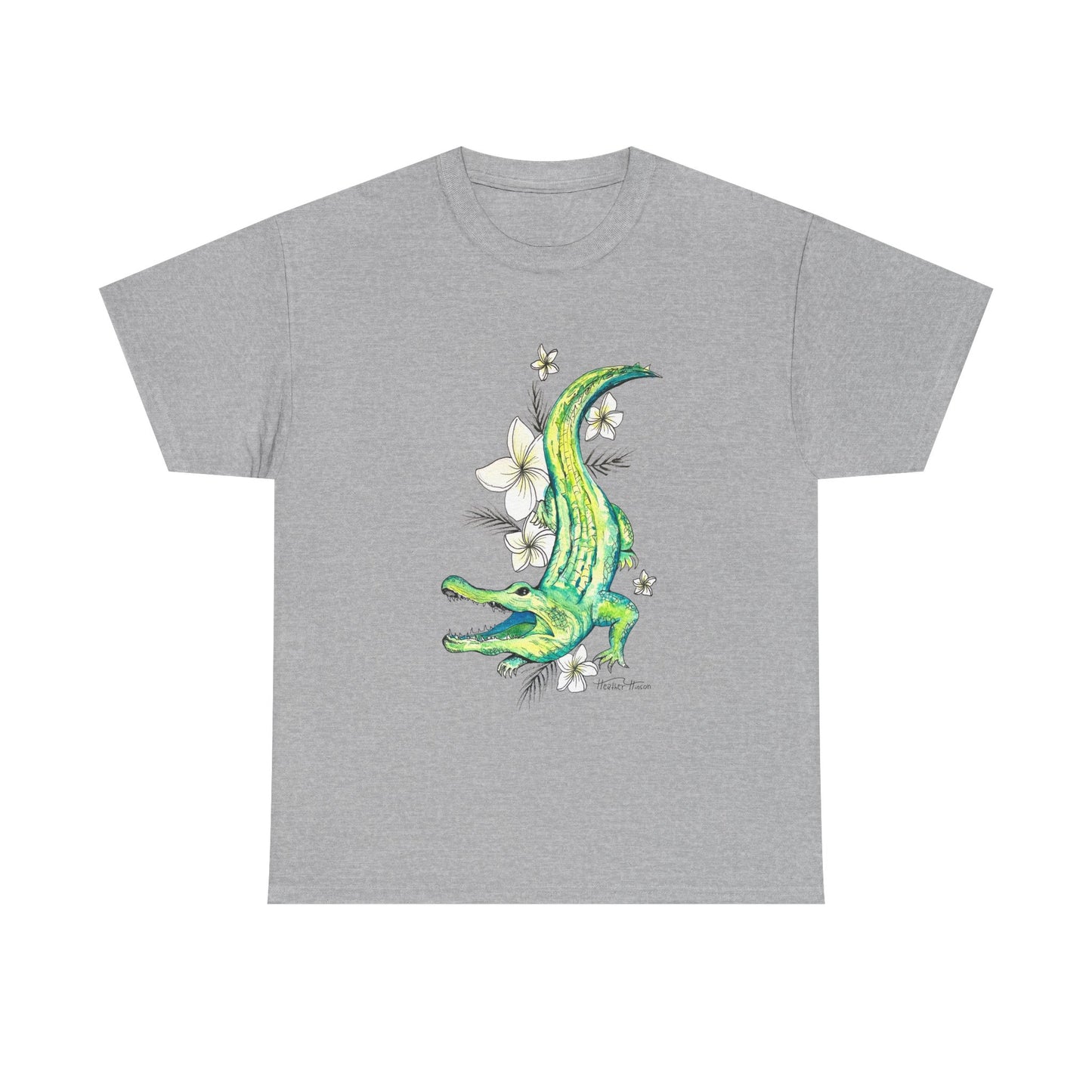 Alligator floral watercolor T shirt