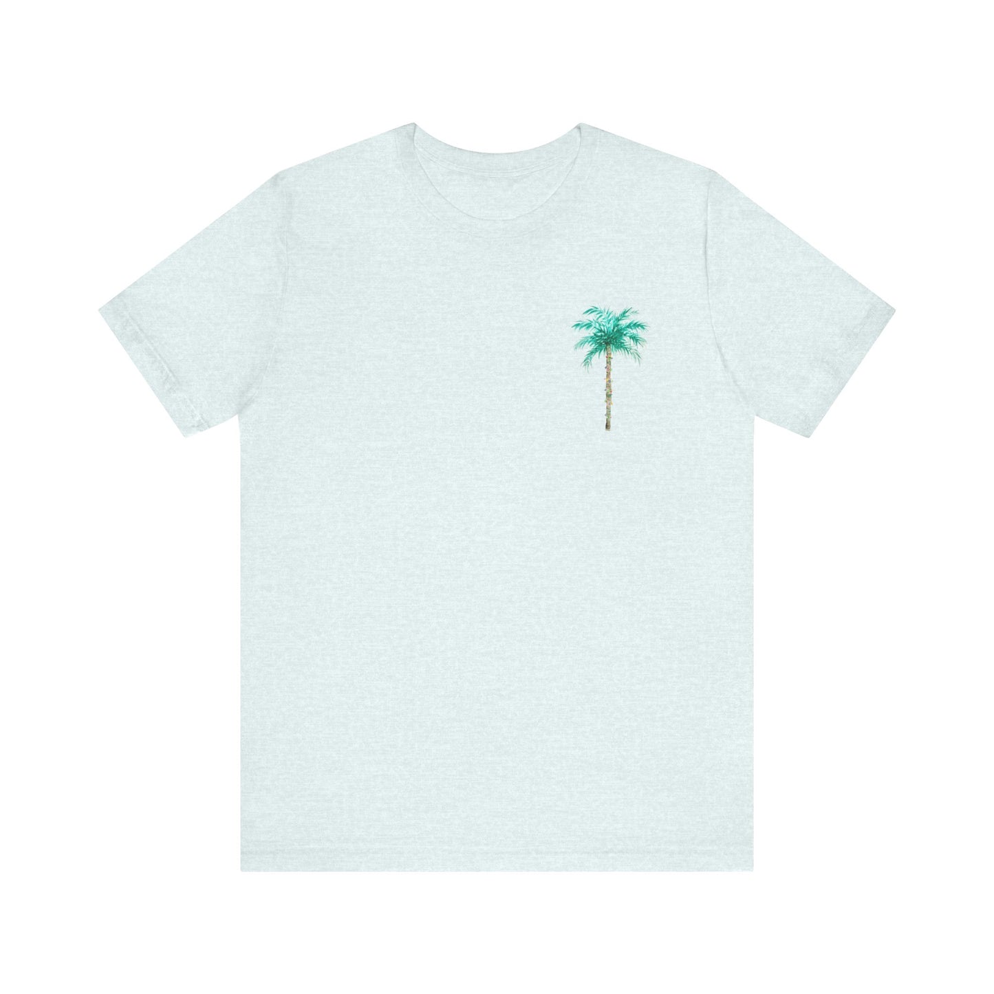 T-Shirt - Palm Tree Christmas Lights Coastal Beach Florida Tropical  watercolor hand drawn Vacation Holiday Festive Tee