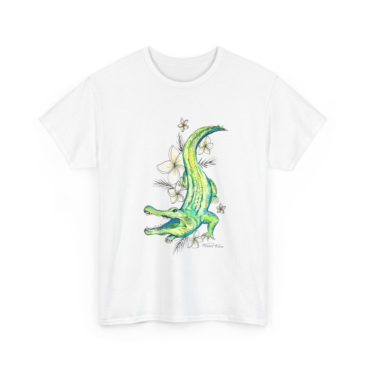 Alligator floral watercolor T shirt