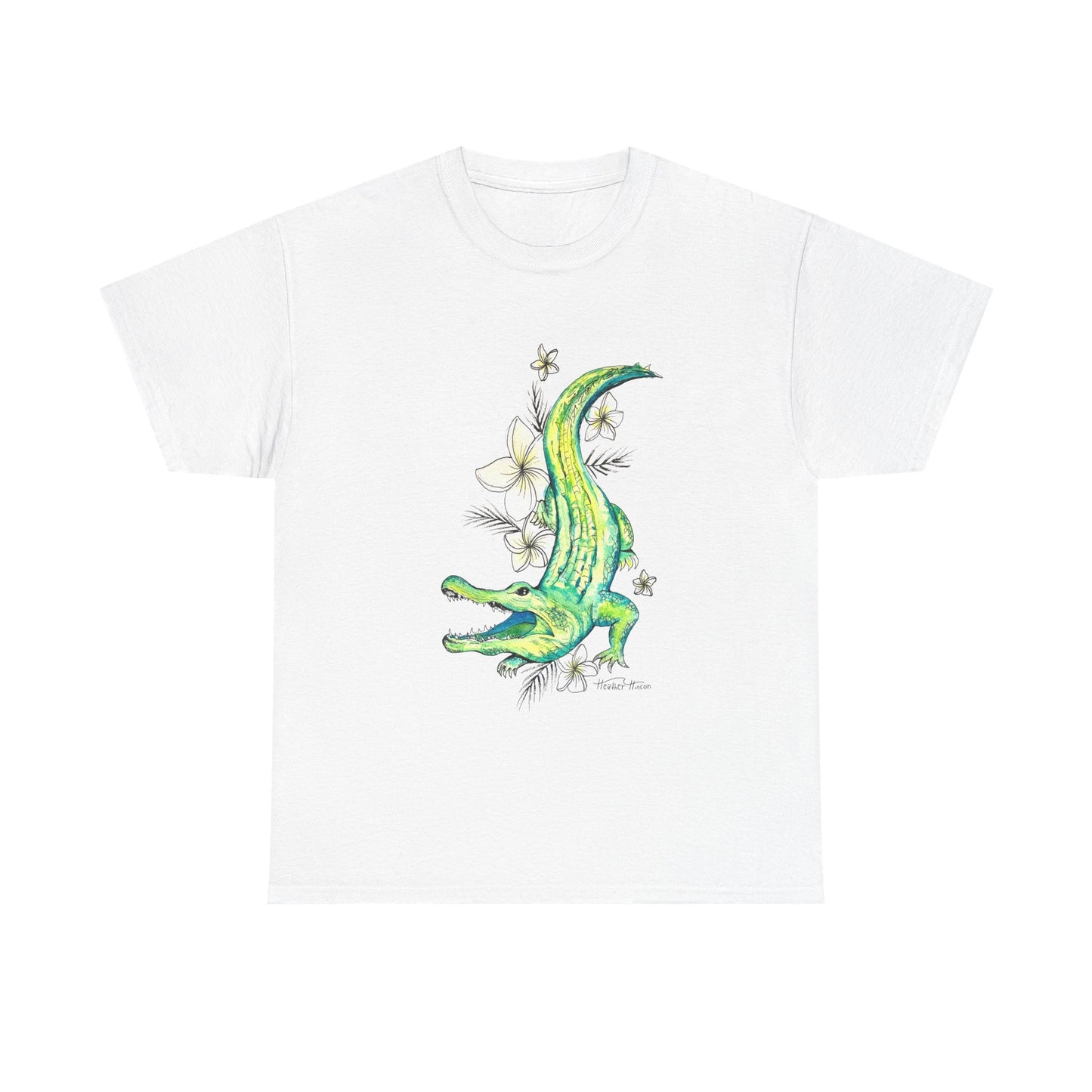 Alligator floral watercolor T shirt