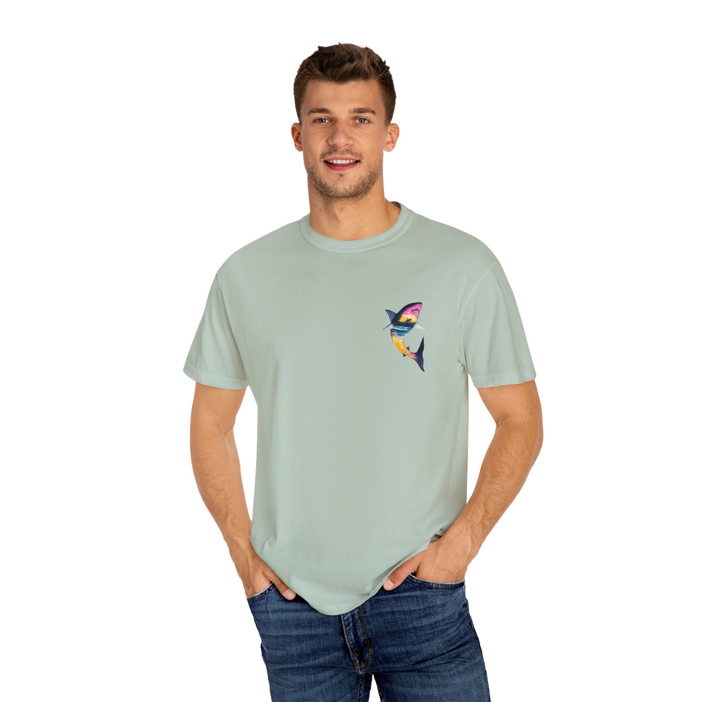 Vibrant Shark Graphic Tee, Relaxed Fit T-Shirt for Ocean Lovers, Summer Beachwear, Gift for Surfers, Nautical Inspired Apparel