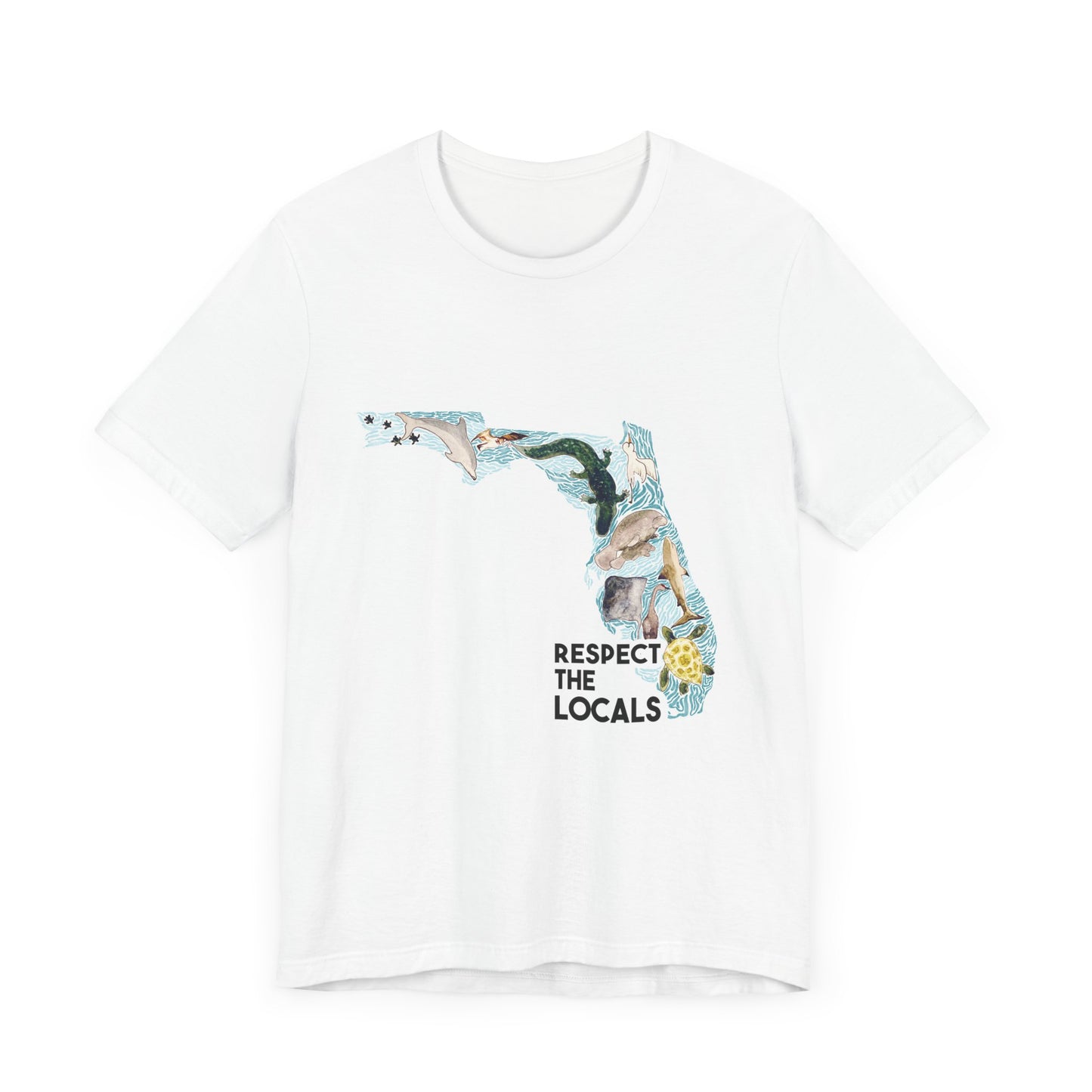 Florida wild life shirt Respect the Locals Ocean Beach Unisex Tee, Short Sleeve T-Shirt, Eco-Friendly Clothing, Vacation Souvenir, Summer Apparel