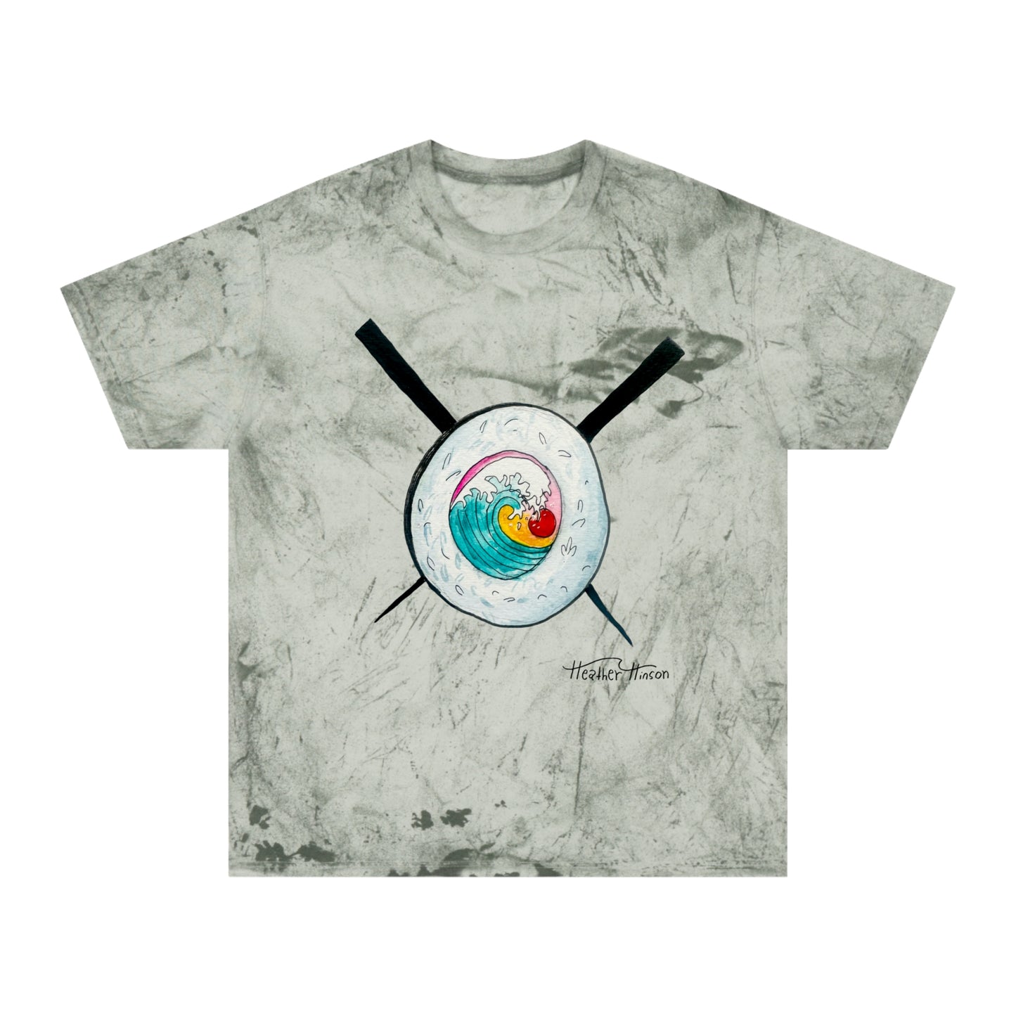 Colorful Sushi Wave Unisex T-Shirt, Beach Wear, Casual Summer Tee, Perfect Gift for Surf Lovers, Anime-inspired Apparel