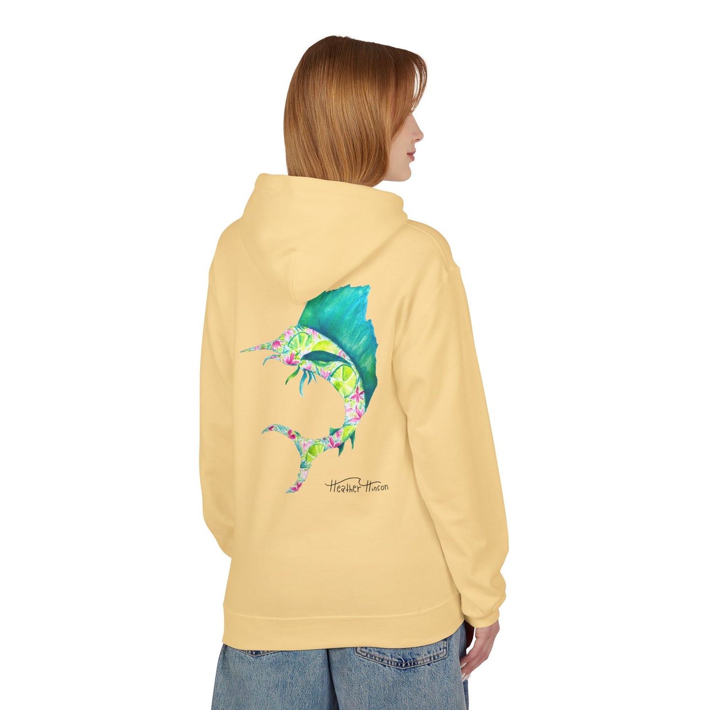 Colorful Marlin Hoodie, Fishing Apparel, Gift for Anglers, Sailfish, Floral, Summer Vibes, Beachwear, Unisex Hoodie, Graphic Sweatshirt