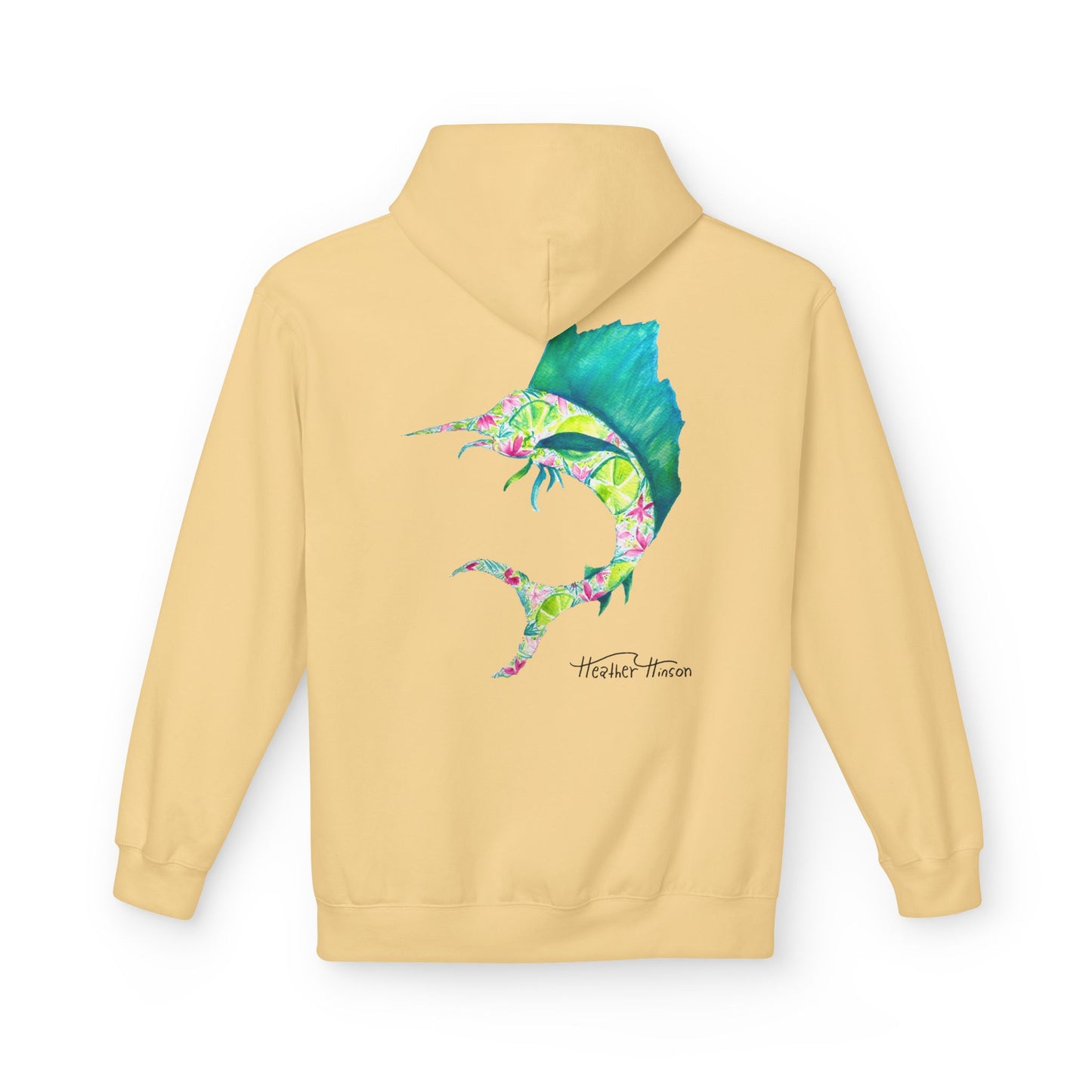 Colorful Marlin Hoodie, Fishing Apparel, Gift for Anglers, Sailfish, Floral, Summer Vibes, Beachwear, Unisex Hoodie, Graphic Sweatshirt