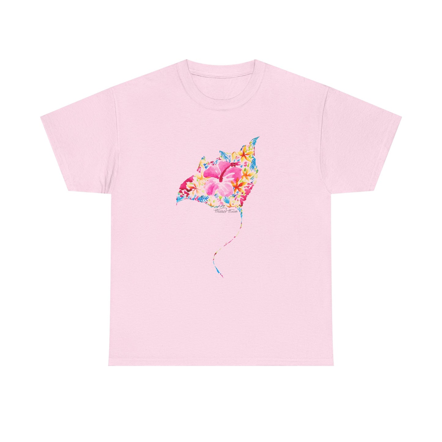 Ocean Floral Unisex Tee - Stingray and Manta Ray Beach Vacation Watercolor Handpainted Shirt