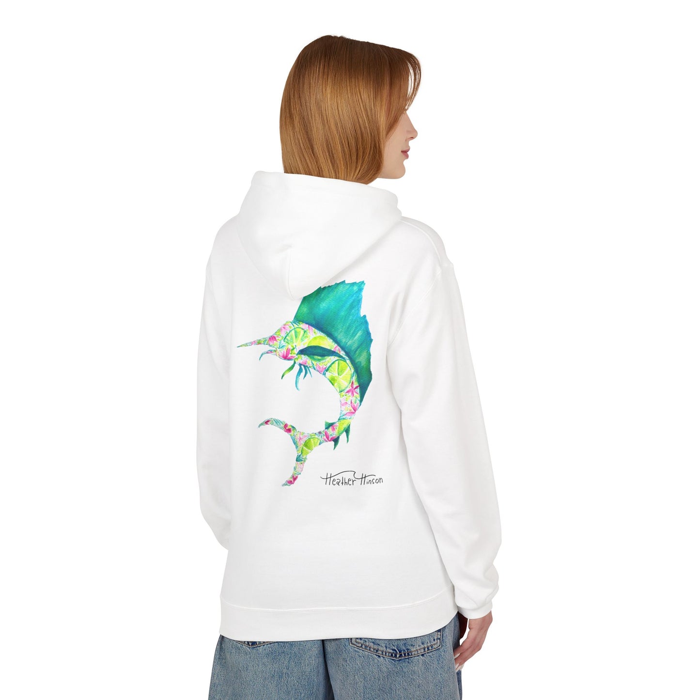Colorful Marlin Hoodie, Fishing Apparel, Gift for Anglers, Sailfish, Floral, Summer Vibes, Beachwear, Unisex Hoodie, Graphic Sweatshirt