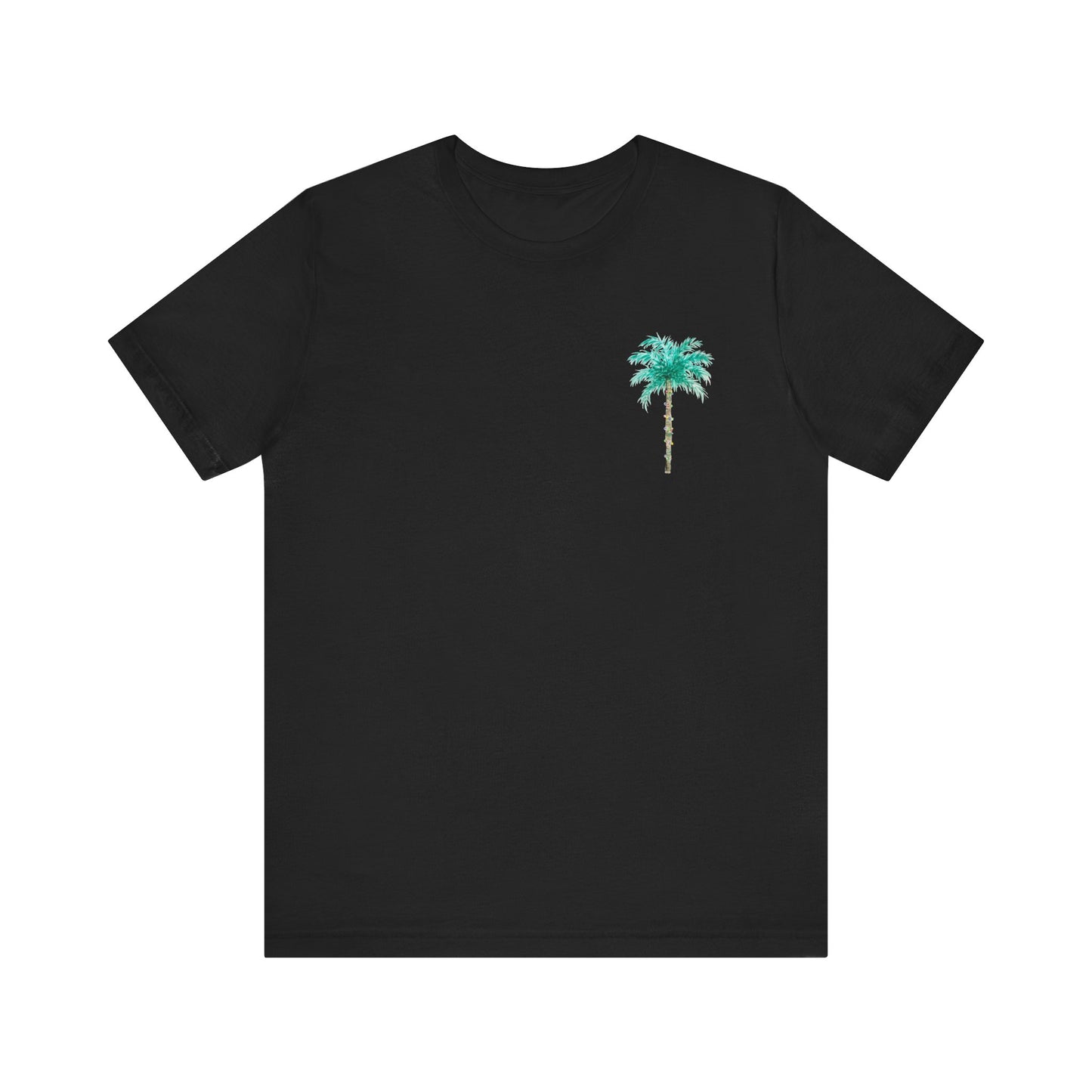 T-Shirt - Palm Tree Christmas Lights Coastal Beach Florida Tropical  watercolor hand drawn Vacation Holiday Festive Tee