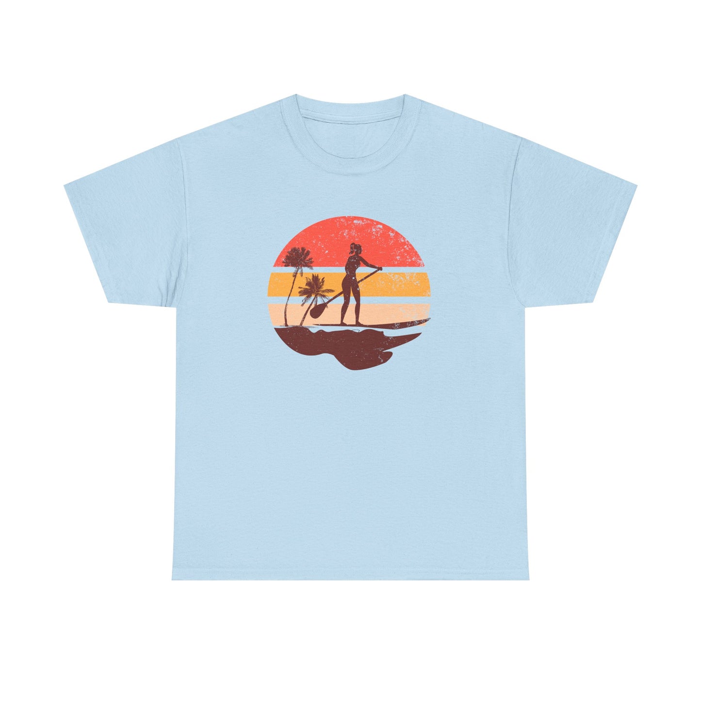 Sunset Palm Tree Paddle Board Tee