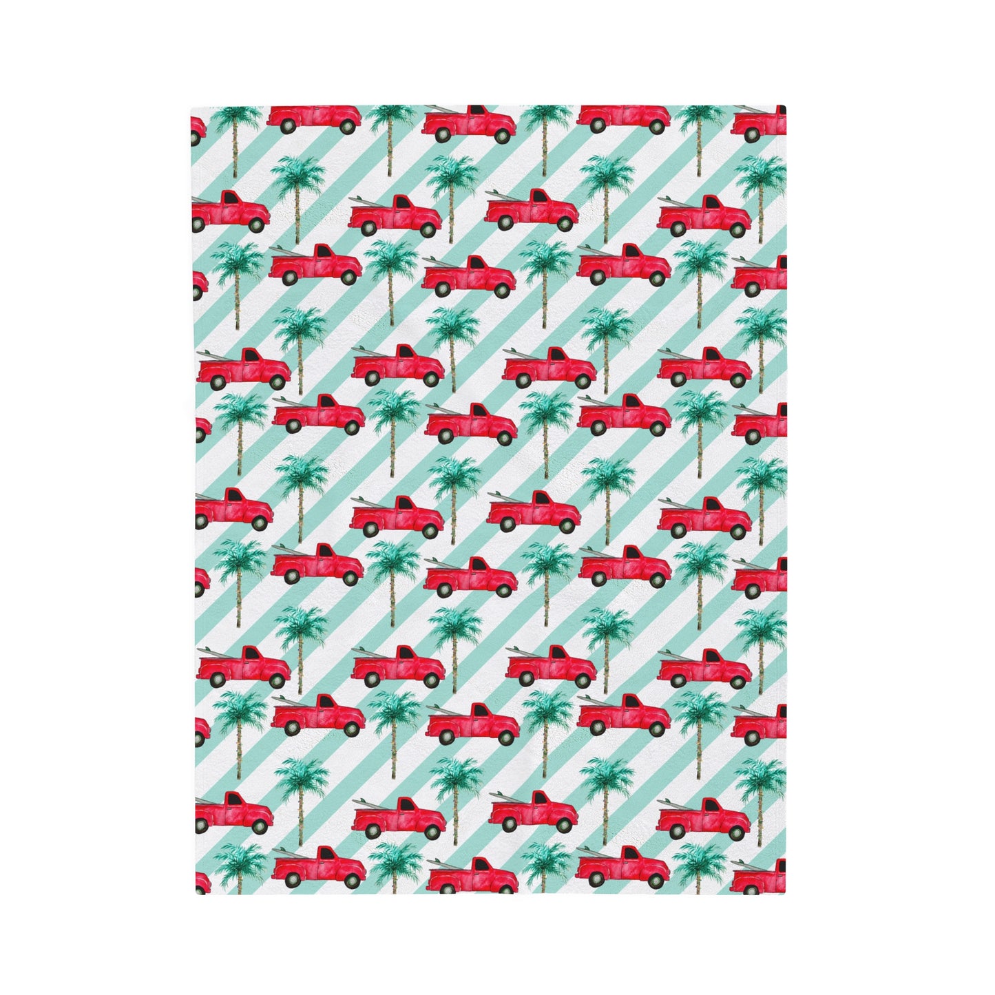 Plush Blanket Christmas Truck Coastal Beach Red Design