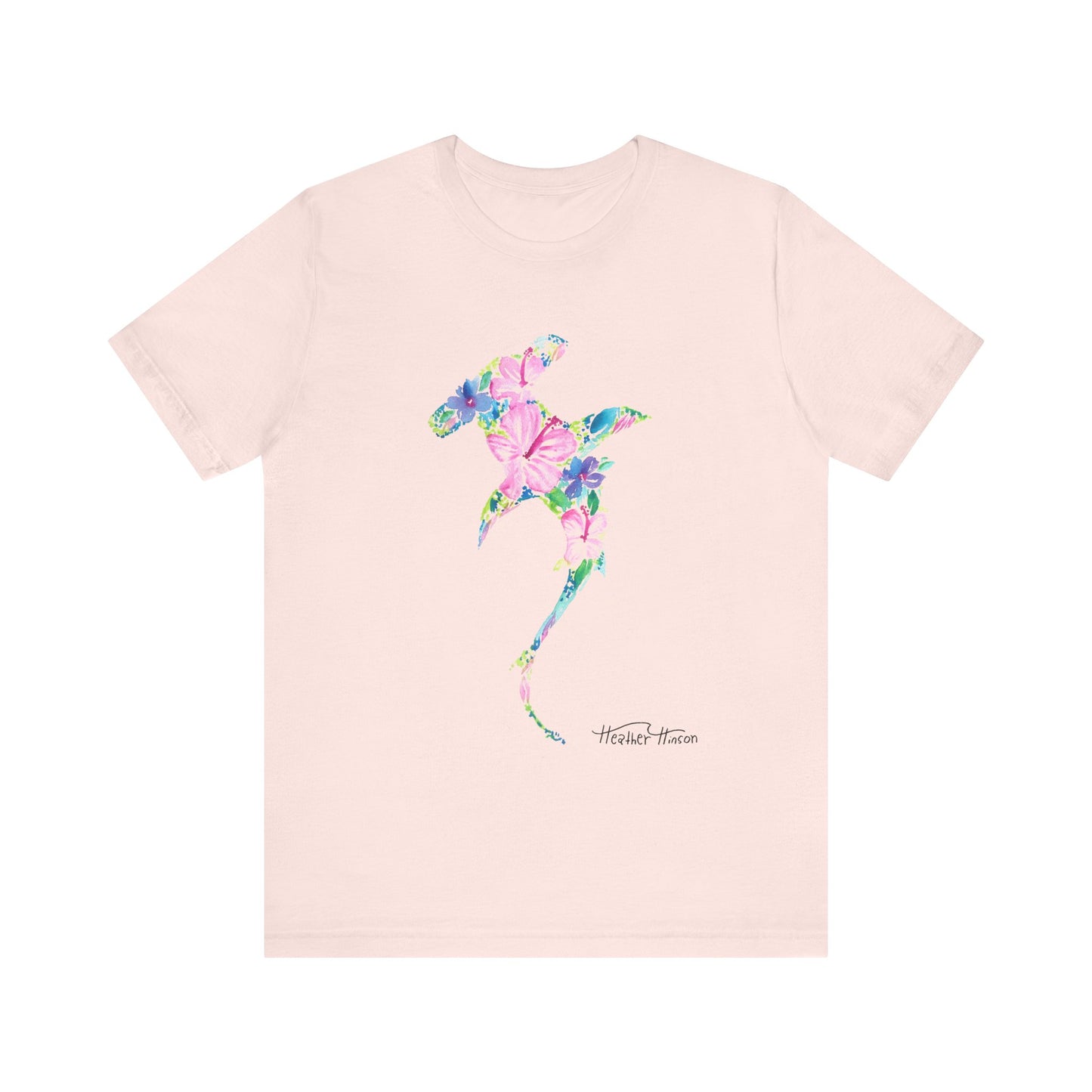 Floral Shark Unisex Tee, Watercolor Flowers, Tropical Hibiscus Beach Vacation Shirt, Coastal Wildlife Top, Florida Surf Ocean T-Shirt, Men