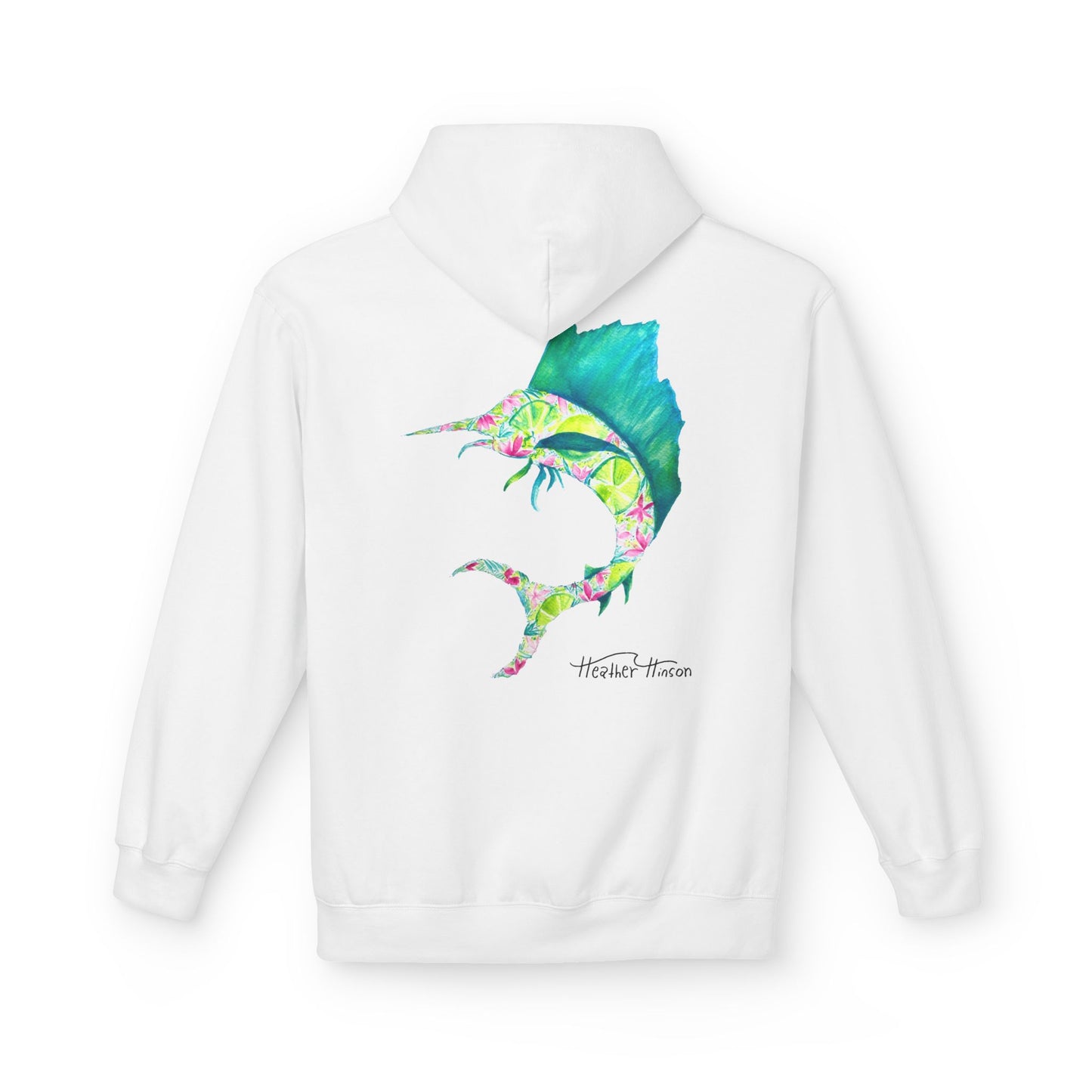 Colorful Marlin Hoodie, Fishing Apparel, Gift for Anglers, Sailfish, Floral, Summer Vibes, Beachwear, Unisex Hoodie, Graphic Sweatshirt
