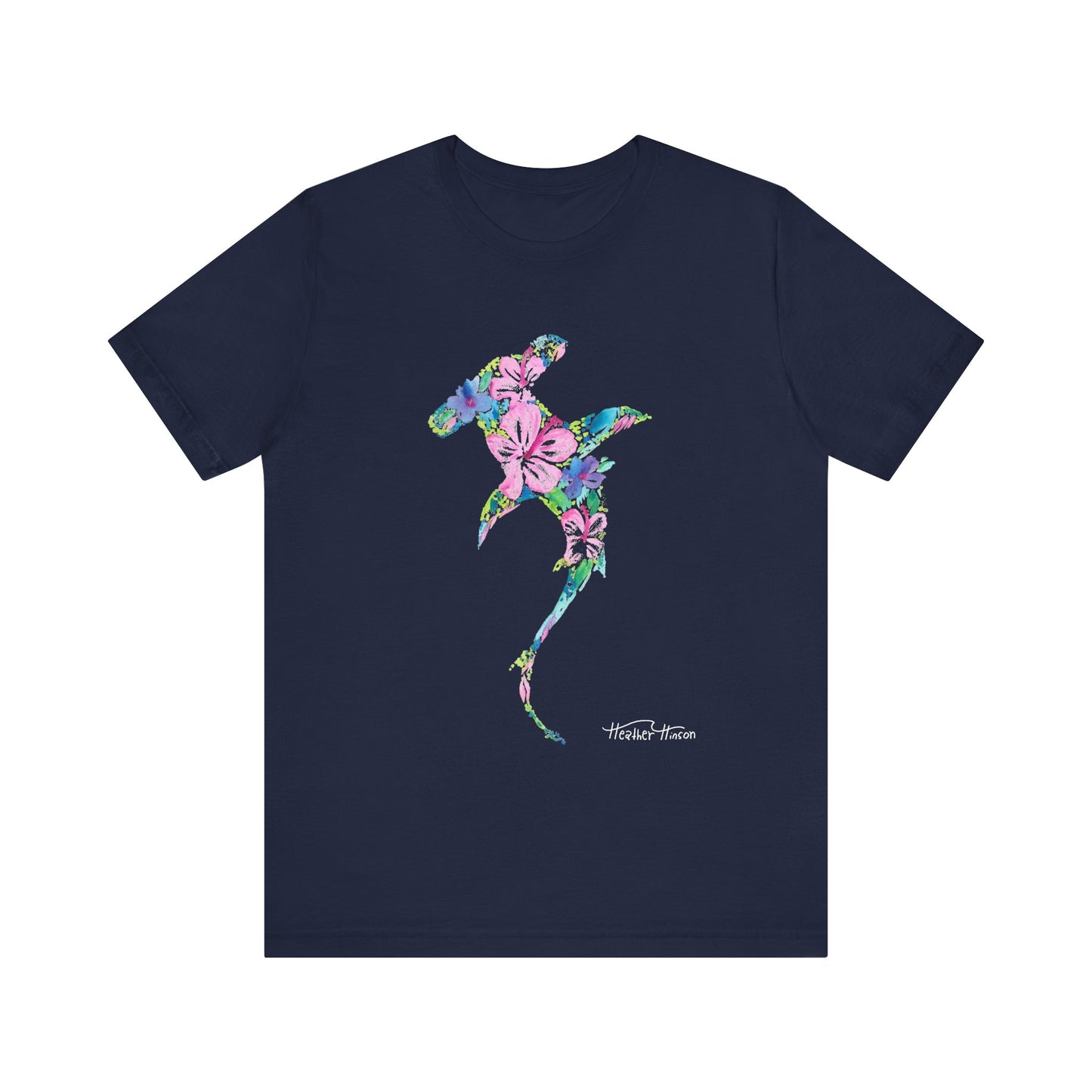 Floral Shark Unisex Tee, Watercolor Flowers, Tropical Hibiscus Beach Vacation Shirt, Coastal Wildlife Top, Florida Surf Ocean T-Shirt, Men