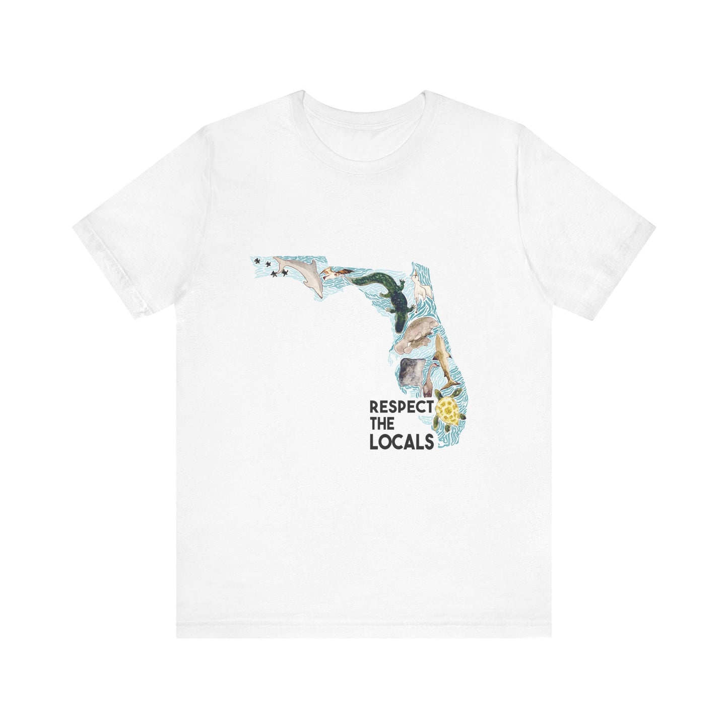 Florida wild life shirt Respect the Locals Ocean Beach Unisex Tee, Short Sleeve T-Shirt, Eco-Friendly Clothing, Vacation Souvenir, Summer Apparel