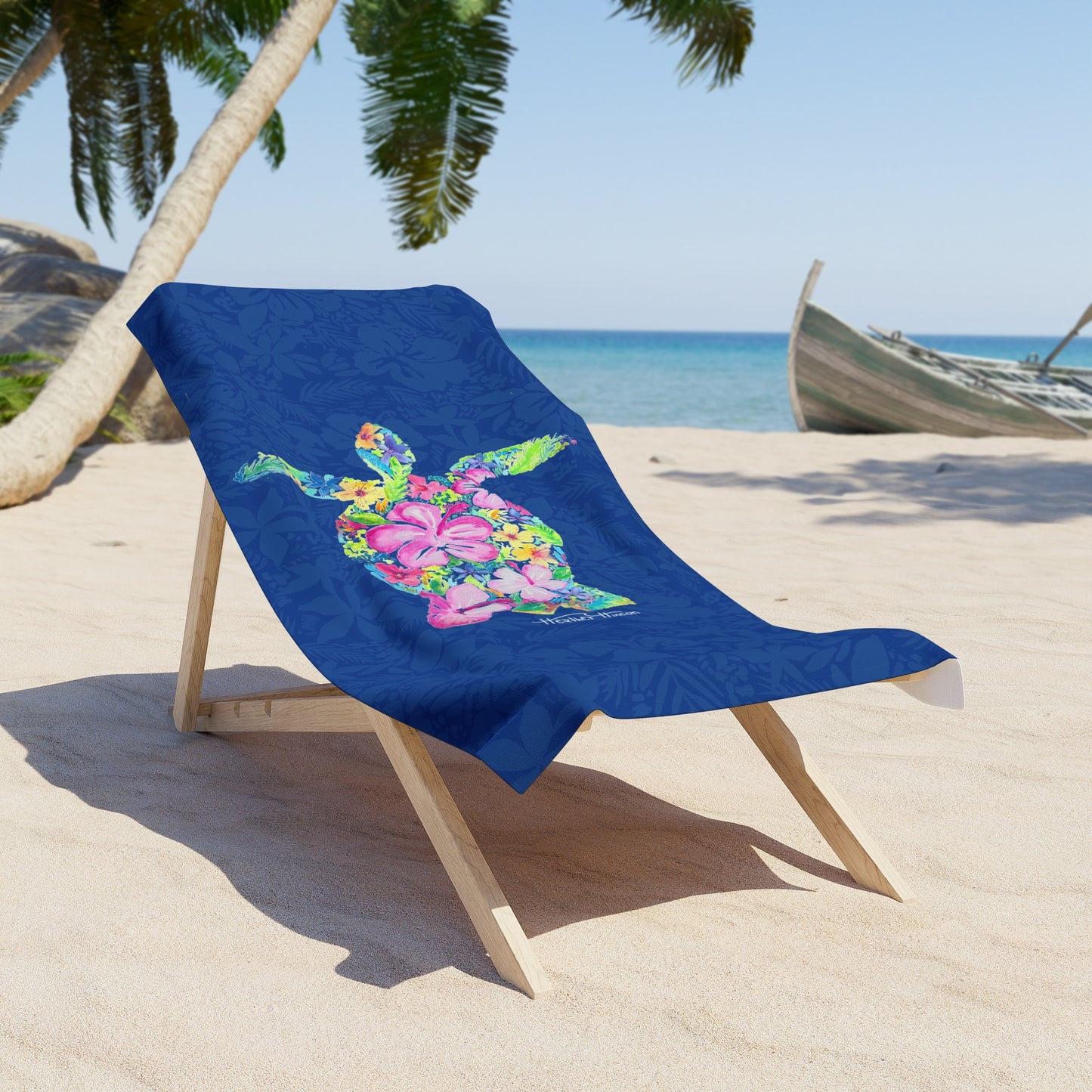 Tropical Turtle Beach Towel - Vibrant Floral Design for Summer Fun