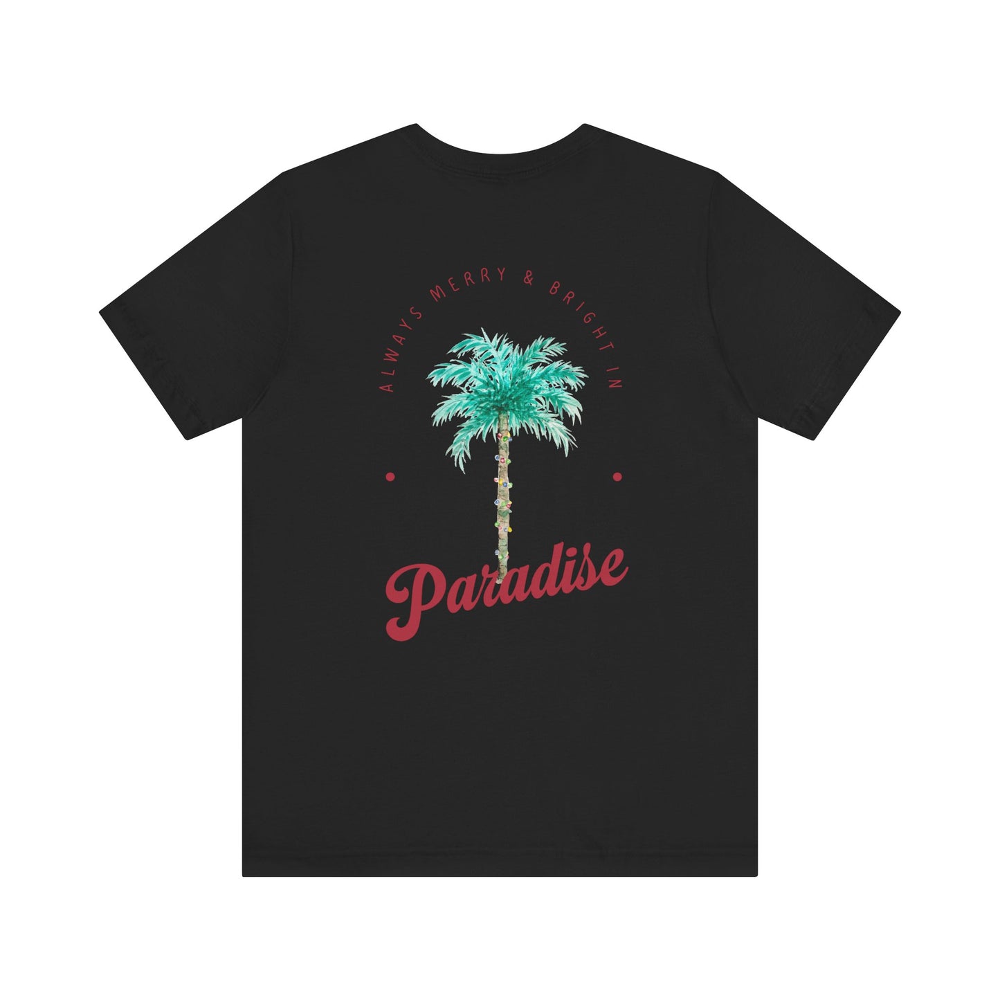 T-Shirt - Palm Tree Christmas Lights Coastal Beach Florida Tropical  watercolor hand drawn Vacation Holiday Festive Tee