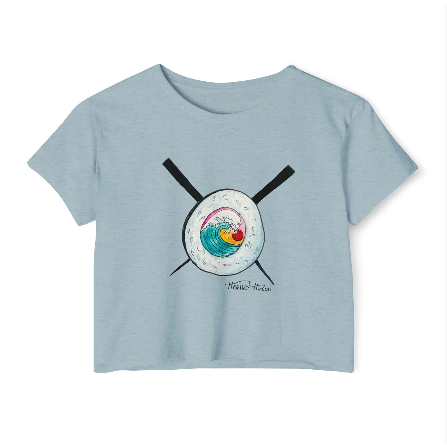 Women's Festival Crop Top with Wave Design, Beachwear, Summer Top, Casual Outfit, Bohemian Style