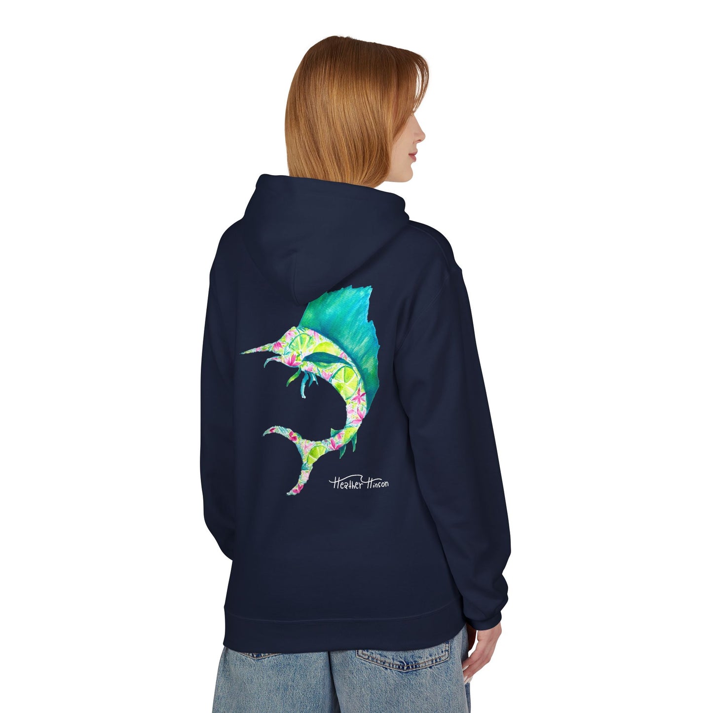 Colorful Marlin Hoodie, Fishing Apparel, Gift for Anglers, Sailfish, Floral, Summer Vibes, Beachwear, Unisex Hoodie, Graphic Sweatshirt