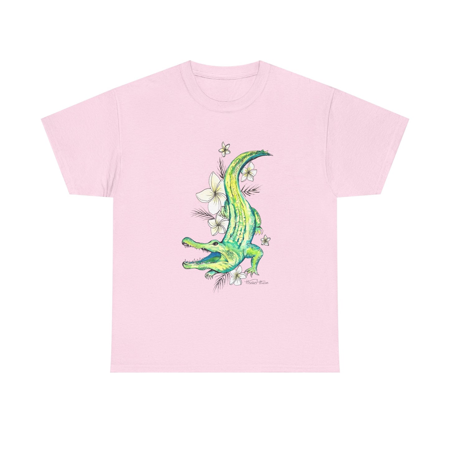 Alligator floral watercolor T shirt