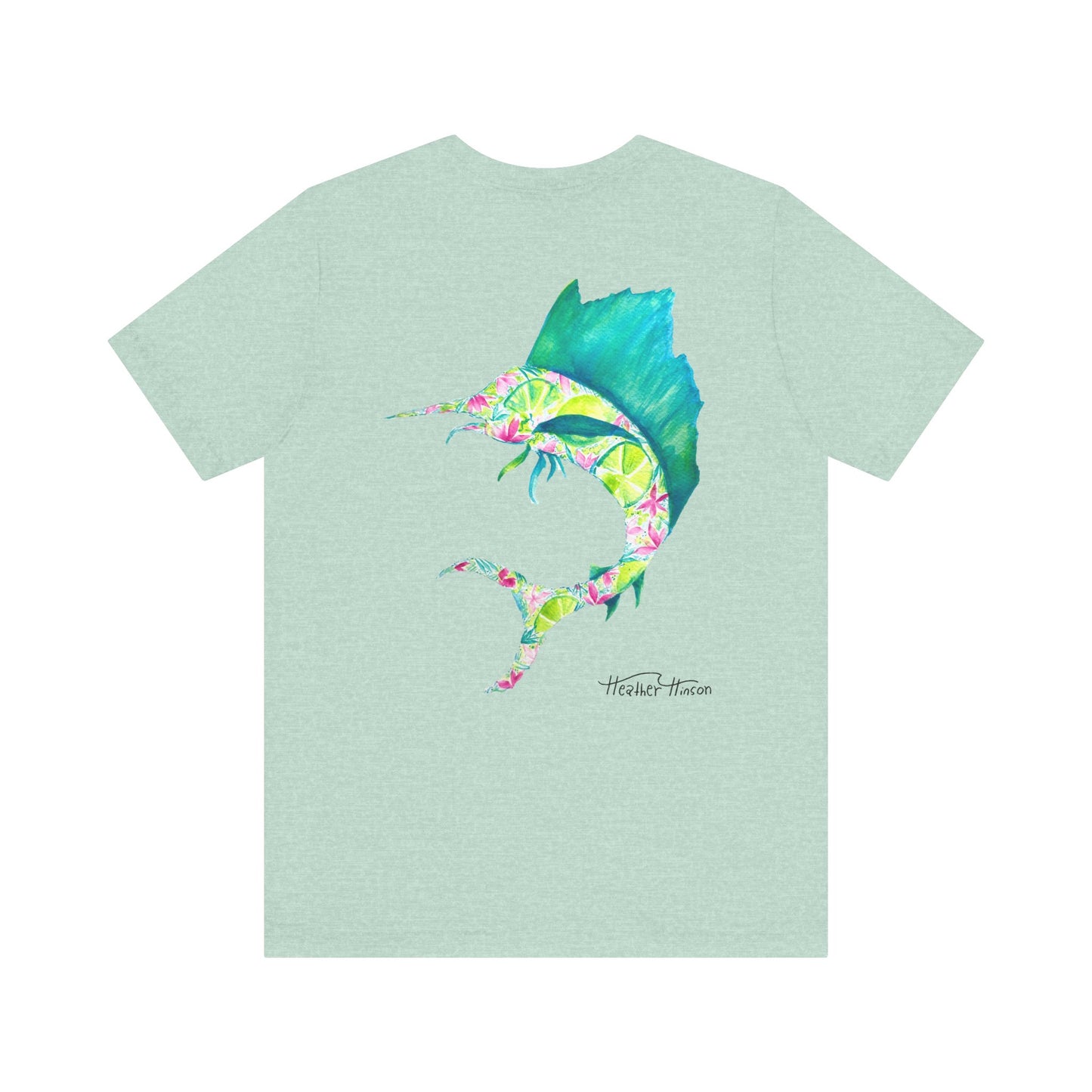 T-Shirt with Vibrant Marlin Design, sailfish, lime, Fishing Lover's Tee, Nautical Themed Shirt, Gift for Anglers, Summer Casual Wear