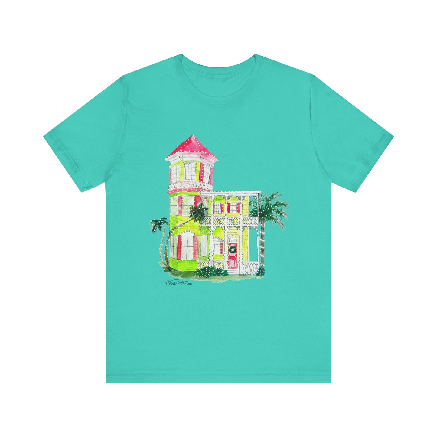 T-Shirt Key West Christmas Festive Holidays Coastal House Florida Palm Trees