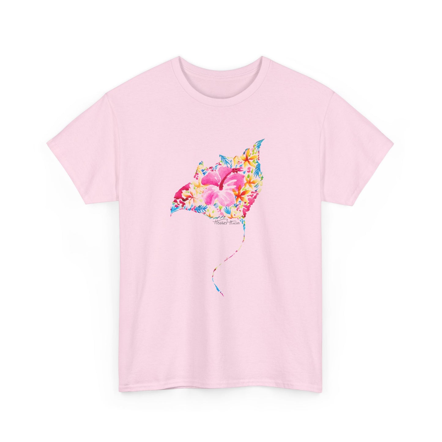 Ocean Floral Unisex Tee - Stingray and Manta Ray Beach Vacation Watercolor Handpainted Shirt