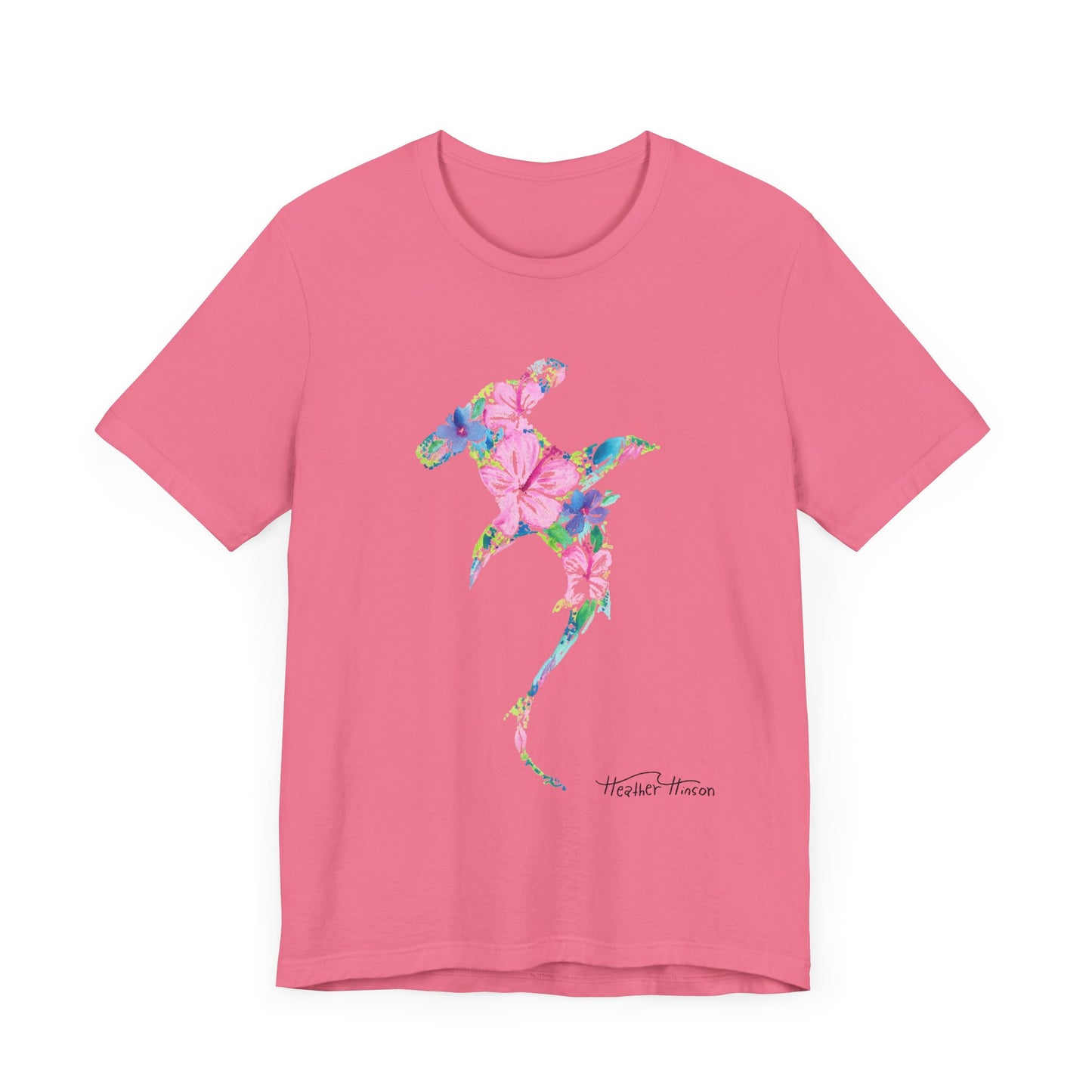 Floral Shark Unisex Tee, Watercolor Flowers, Tropical Hibiscus Beach Vacation Shirt, Coastal Wildlife Top, Florida Surf Ocean T-Shirt, Men